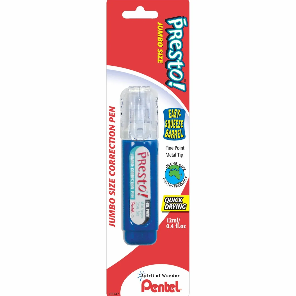 Pentel Presto! Jumbo penna correttiva punta fine metallo 1 sztuka biały