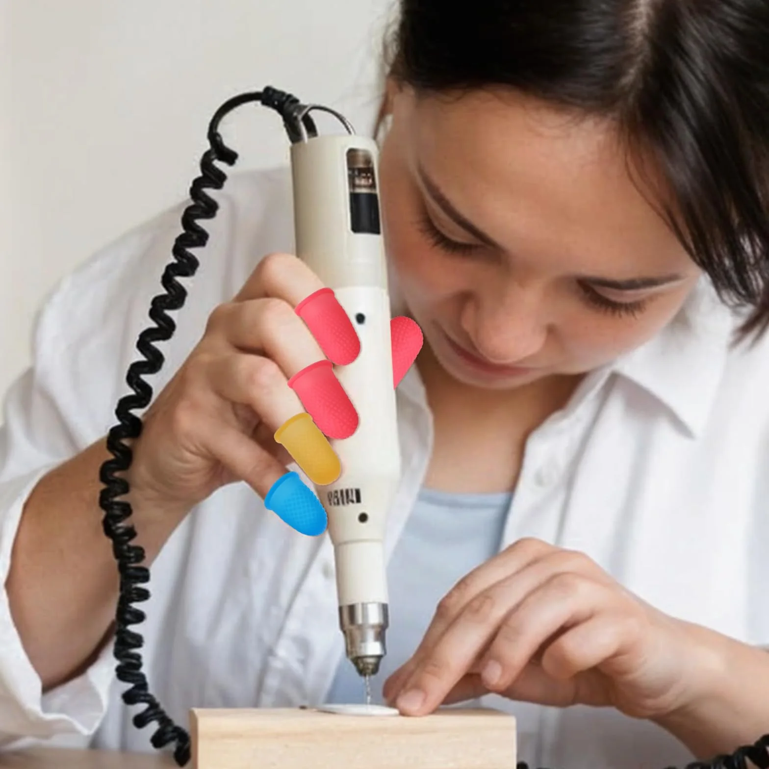 COMNICO 15 ditali in gomma per dita, 3 colori, riutilizzabili, per artigianato