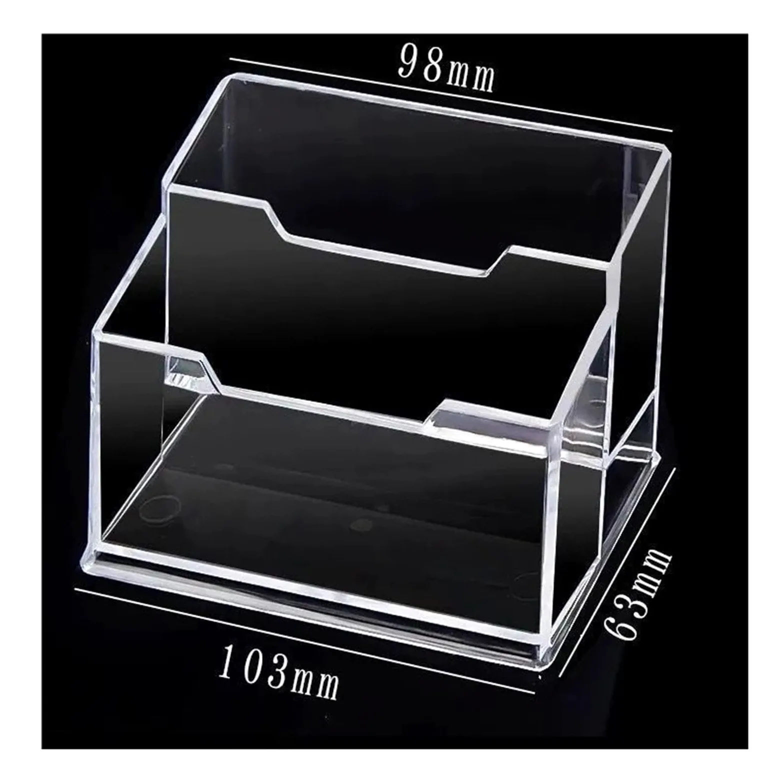 Espositore per Biglietti da Visita, Porta Biglietti da Visita Trasparente, Accessorio da scrivania Antiscivolo, espositore per Ufficio per casa (Trasparente 10,3x6,3x9,8 cm)