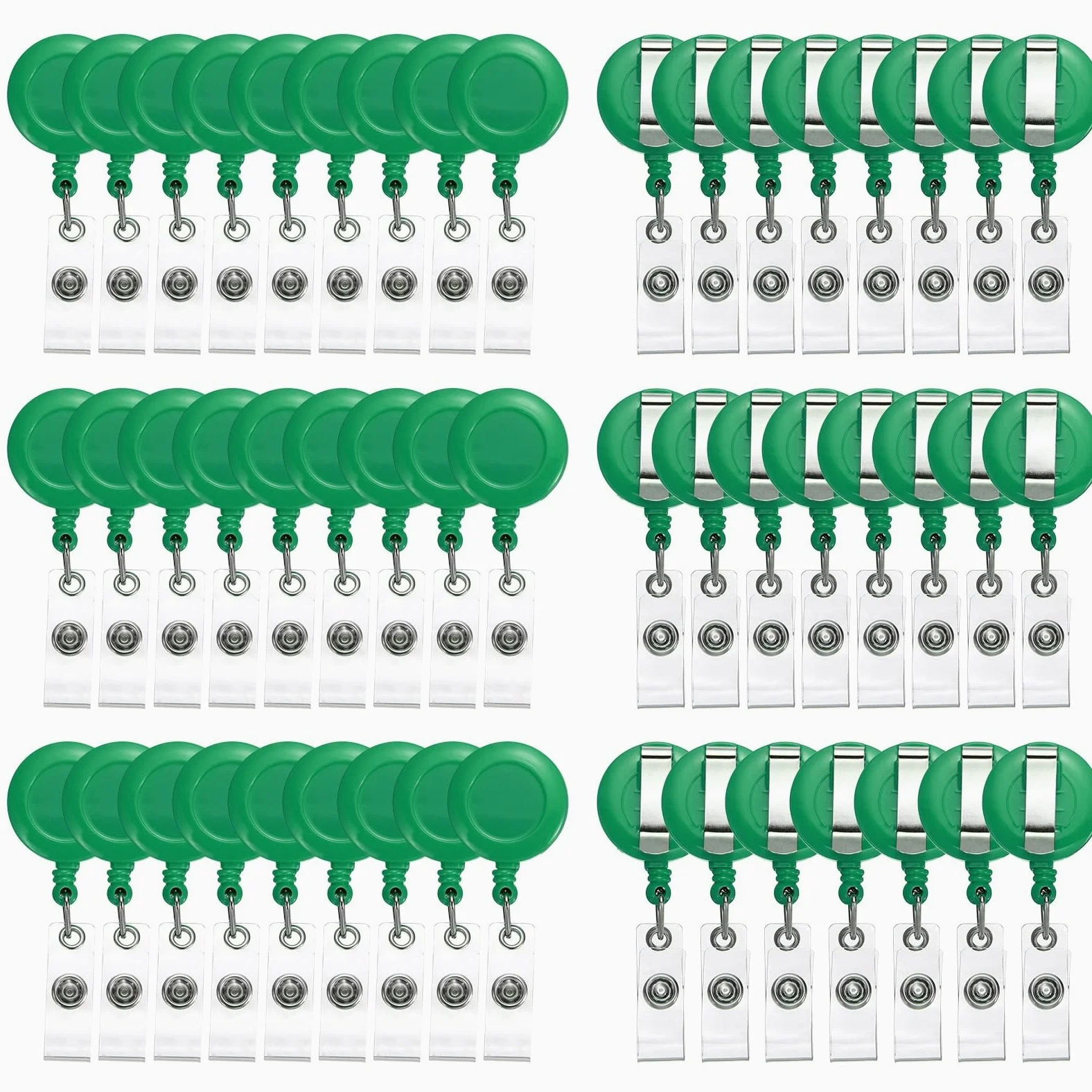 PATIKIL 50 Pcs Portabadge Retrattile Per Tessere Per Insegnanti Verde Scuro | Con Clip A Coccodrillo Girevole, Di Identificazione, Dipendenti Articoli Ufficio