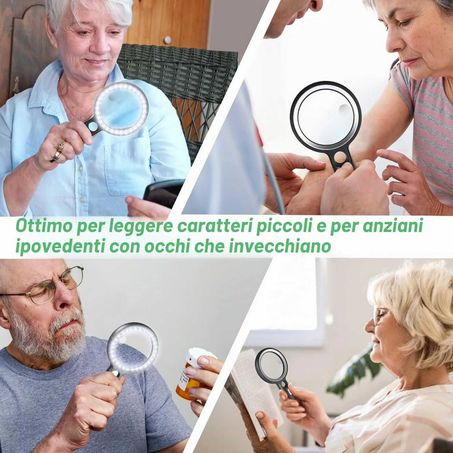 Lente d'ingrandimento LED 30X 45X 60X Professionale 2 Modalità 30 LED per Lettura Ispezione