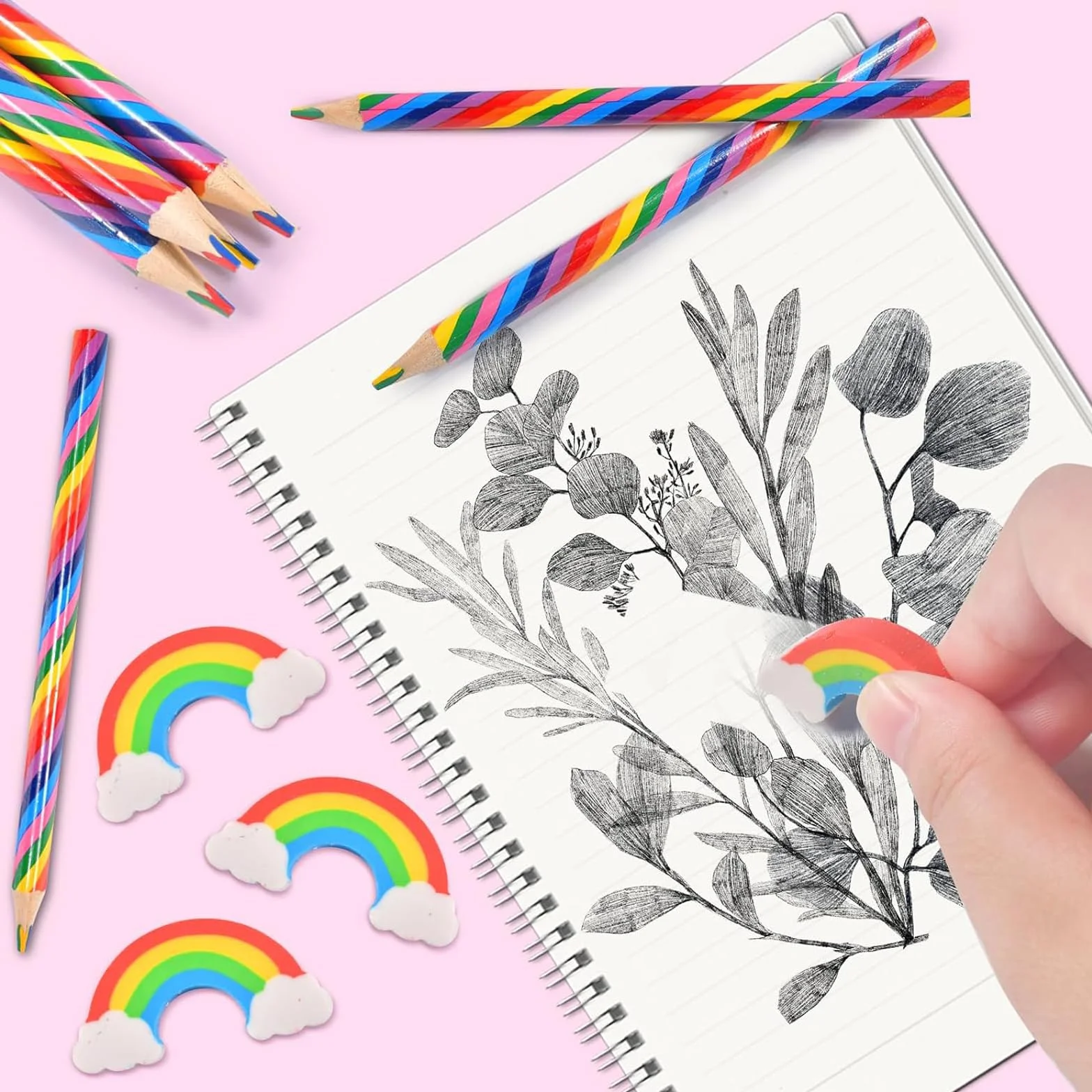 Matite Arcobaleno Set per Bambini 30 Pezzi Multicolori per Disegno Colorazione