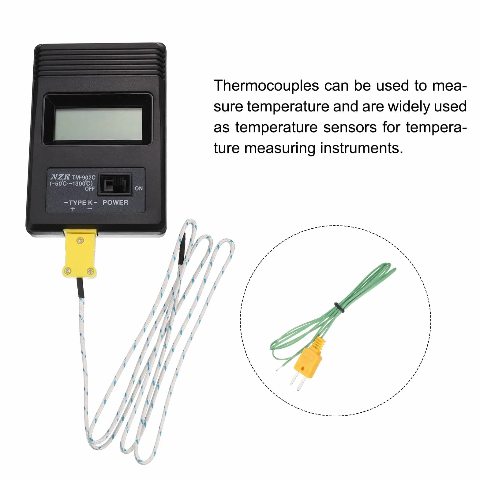 QUARKZMAN Termometro Digitale a Termocoppia K, Misuratore di Temperatura (-50 a 1300 °C), con Sonda per Superfici