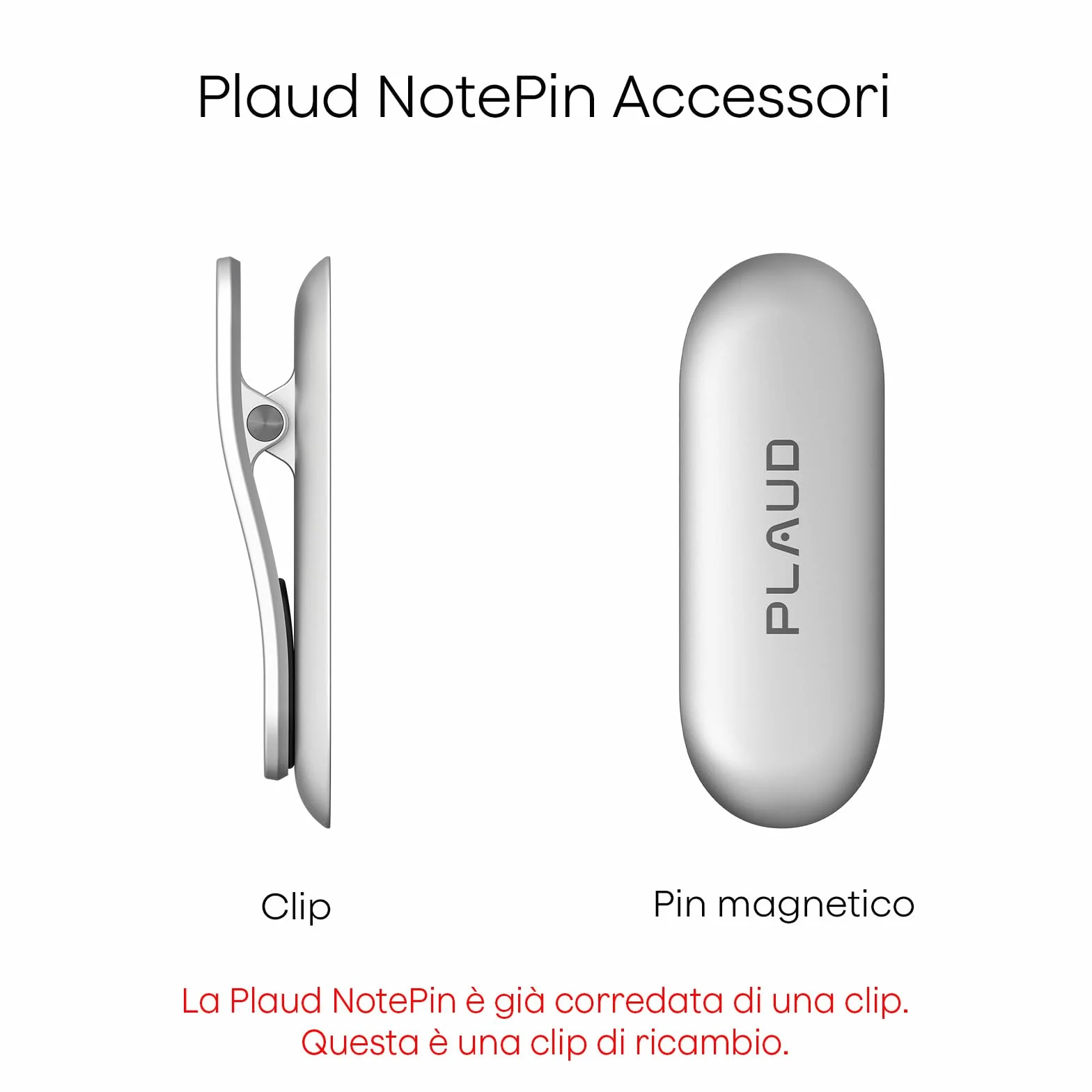 Plaud NotePin S & NotePin Accessori Magnetici Clip e Spilla per Registratore Vocale Intelligente (Dispositivo Non Incluso)
