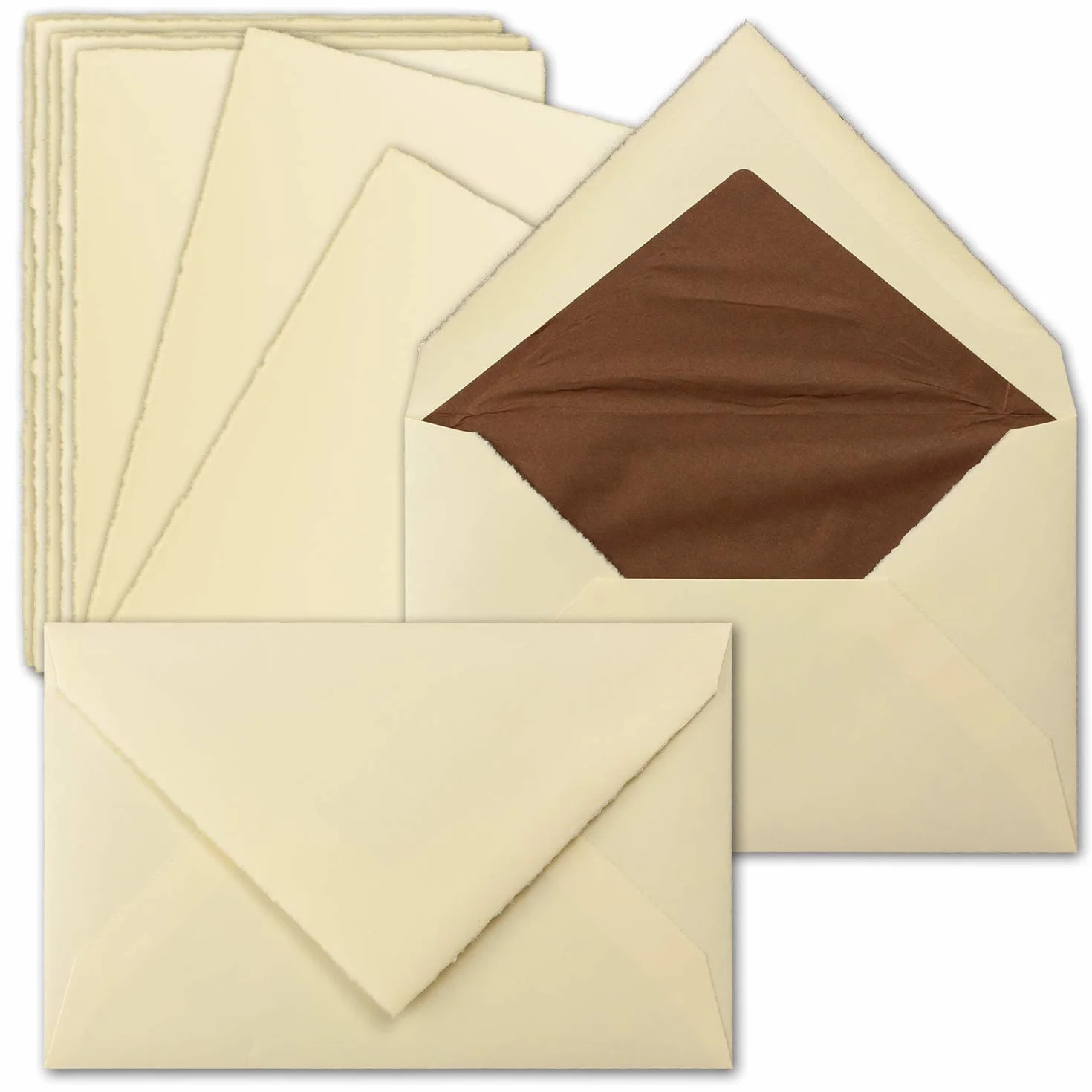 Biglietti vintage Zerkall carta fatta a mano 11,3x17,5 cm B6 15 Sets avorio