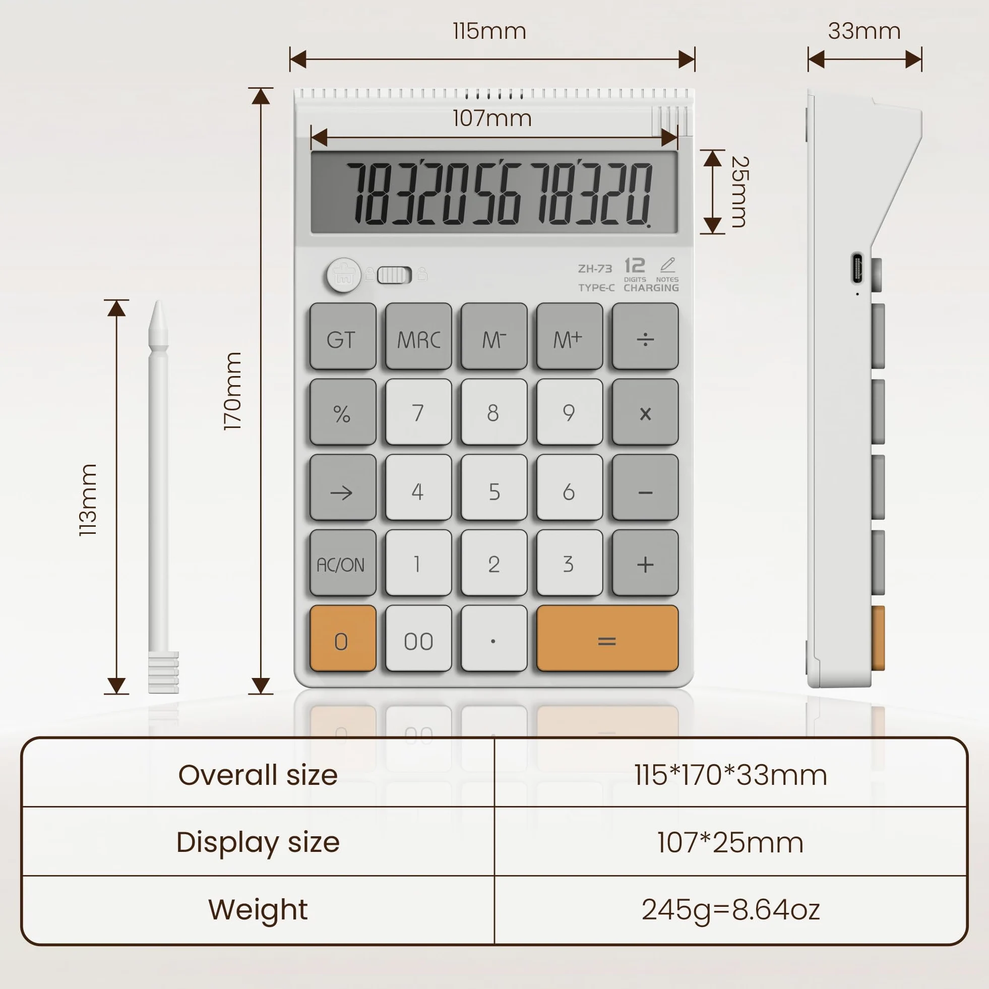 Calcolatrice da tavolo con blocco di scrittura, ampio display a 12 cifre, angolo di visione ergonomico di 45°.