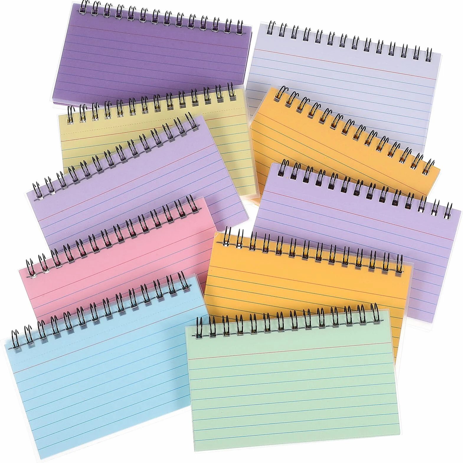 MAGICLULU 10pezzi Quaderno Spirale Schede Indice Piccole Carta Scorrevole Senza Sbavature Linee Orizzontali Per Facile Strappo Design Compatto Per Trasporto Comodo Per Ufficio Scuola Apprend