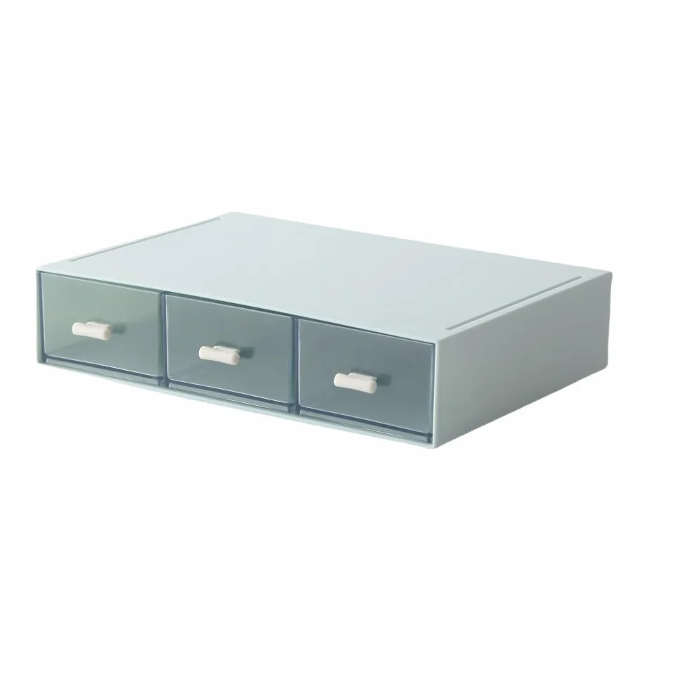 Organizer per cassetti da tavolo con 6 cassetti, capienza organizer per trucchi, impilabile, robusto cassetto in plastica per sistemazione e cosmetici, Penne, Mails, Trucco, Lettere per ufficio (Blu)