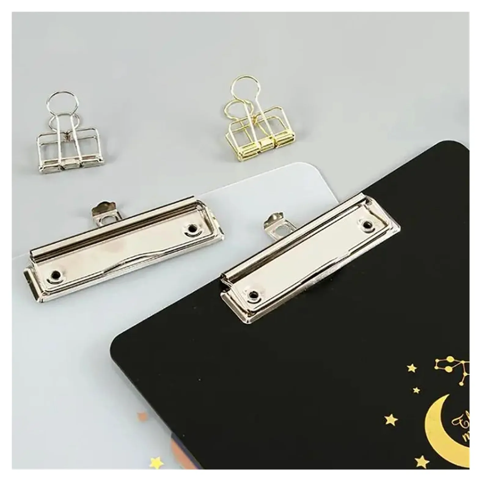 3 pezzi semplici portadocumenti A4 appunti in plastica a basso profilo con clip for studenti for la scuola in ufficio per Scuola, Ufficio(WHITE)