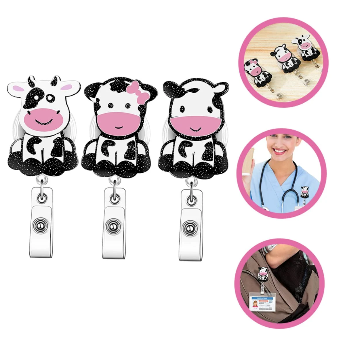 3 Set Di Porta Badge Pediatrici Con Porta Badge E Cordino Design Con Clip Posteriore Fissata Sicuro Per Cintura Facile Accesso 3 Pezzi*3