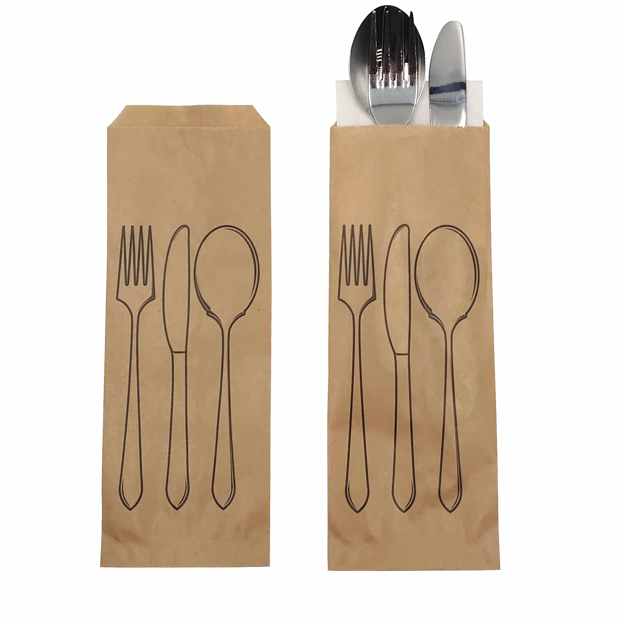 Sacchetti di carta kraft per posate 9x25 cm usa e getta