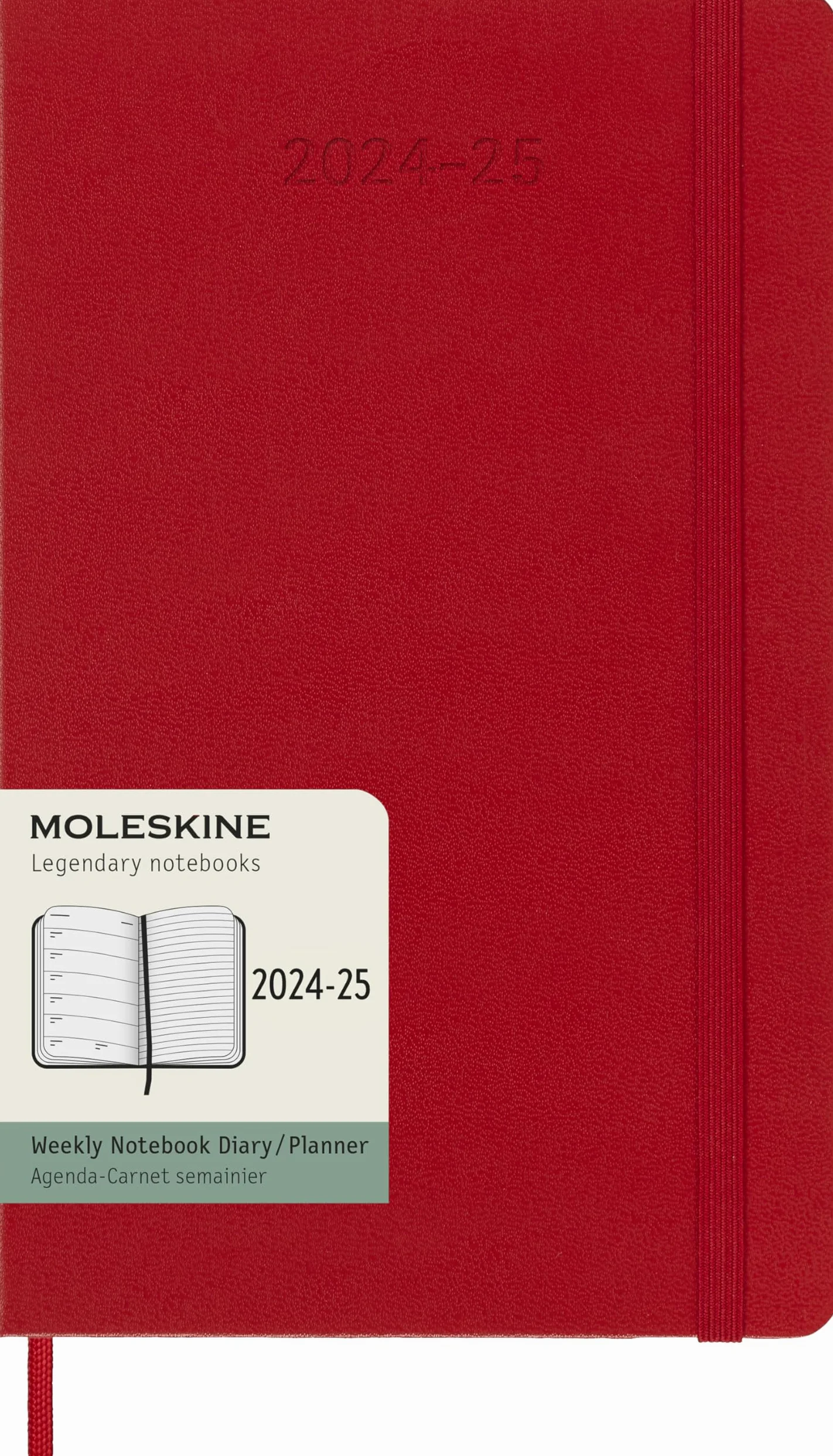 Moleskine Weekly Planner 2024-2025, Agenda Settimanale 18 Mesi 2025 Con Spazio Per Note, Con Copertina Rigida e Chiusura Elastica, Formato Large 13 x 21 cm, Colore Rosso Scarlatto