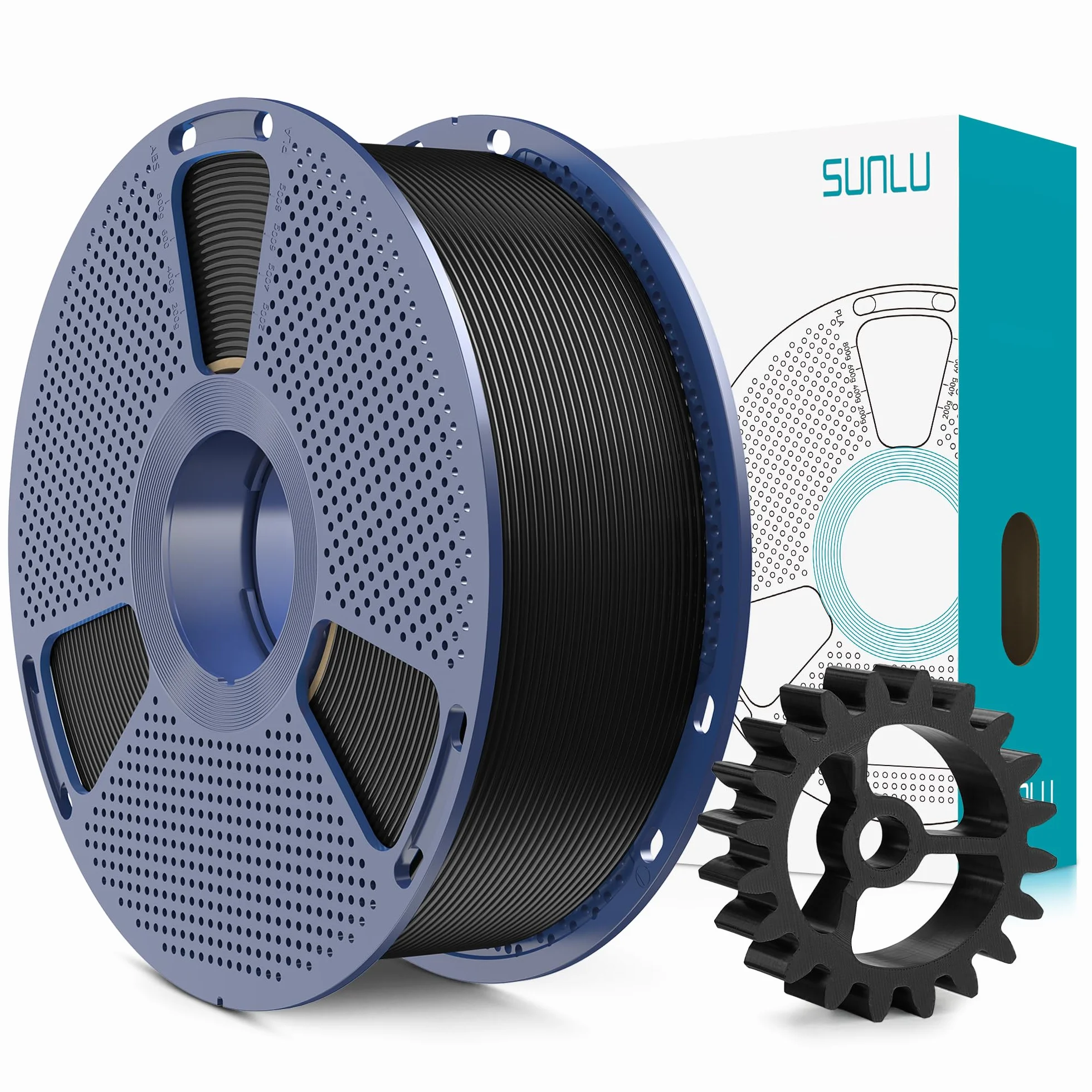 SUNLU PLA+2.0 Filamento per stampante 3D, PLA Plus, 1kg Nero