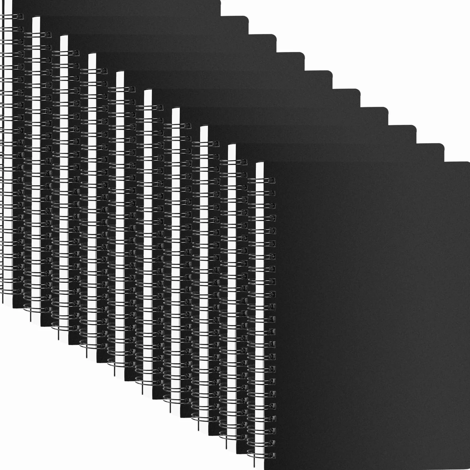Surard Set di 10 quaderni a spirale formato A5, a righe, con copertina in plastica nera, carta spessa 80 g/m², per affari, scuole, uffici, studenti (14,2 x 21,1 cm)