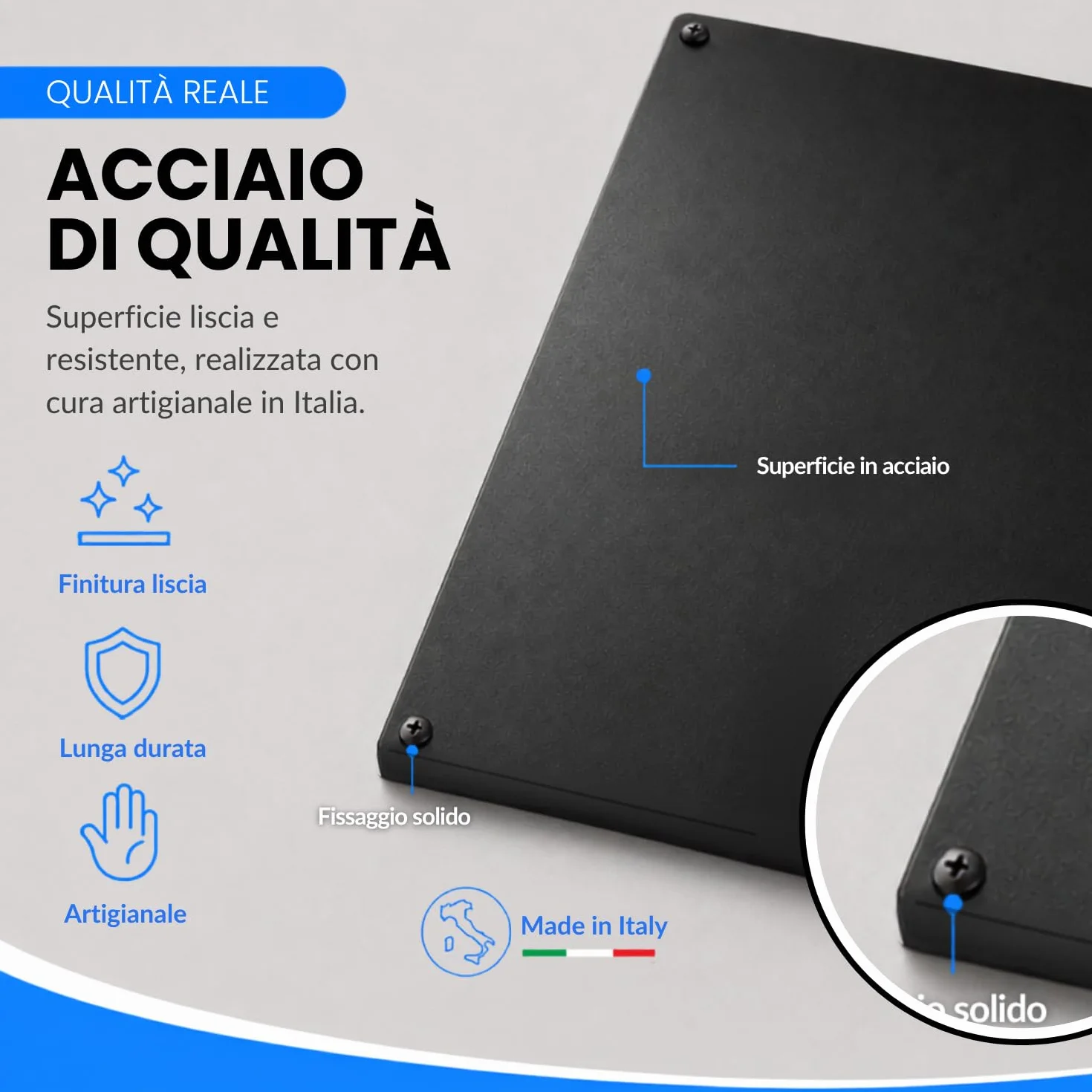 INOXLM lavagna magnetica da parete cancellabile in Acciaio, Nero 60x44cm, lavagna per calamite ideale per casa e ufficio, pennarello bianco incluso - Made in Italy