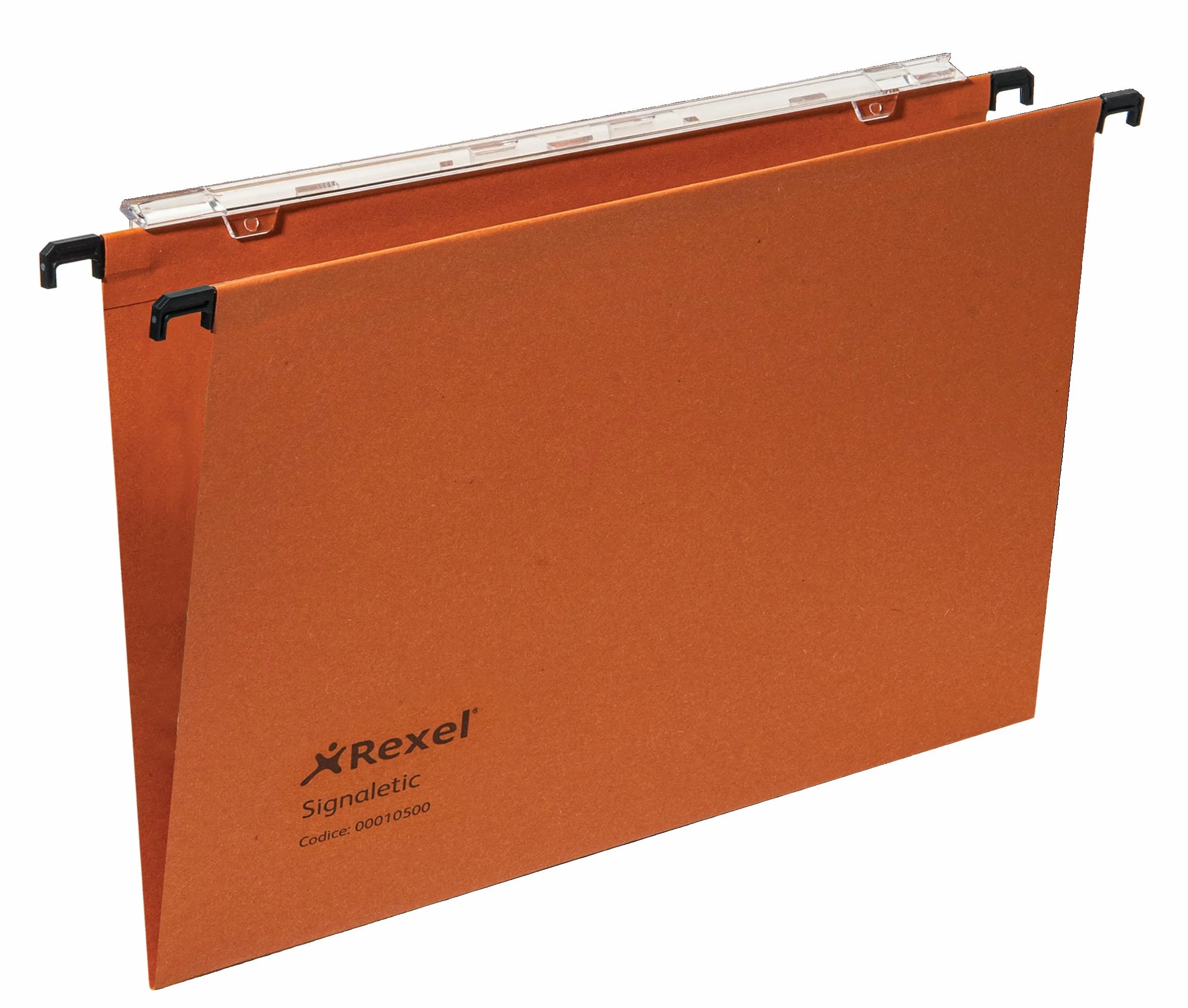 Rexel Signaletic Cartelle Sospese per cassetto con fondo a V, Interasse 39 cm, Arancione, Confezione da 25 pz, ACCO10500