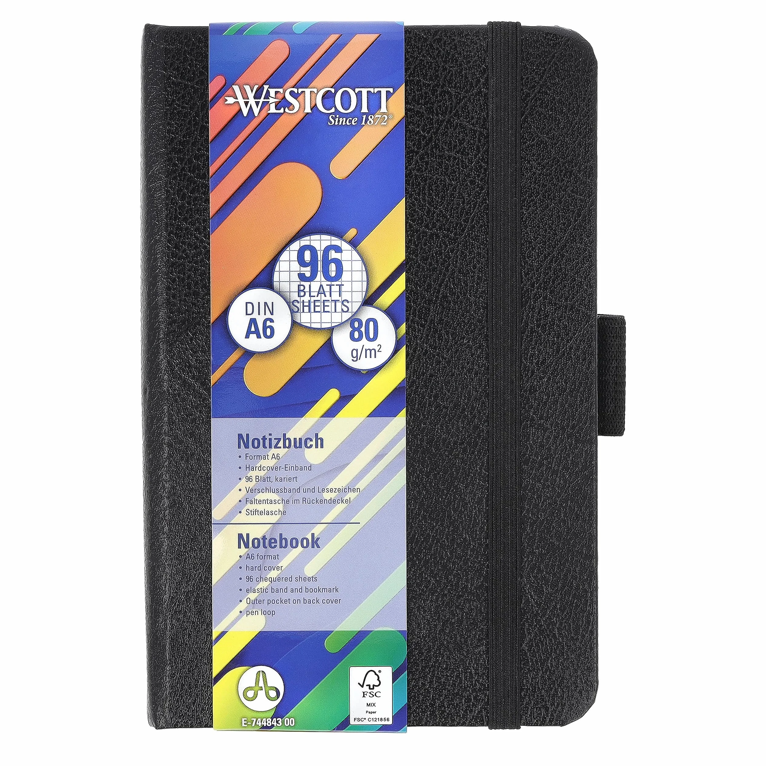 Westcott Taccuino A6 Quadrato Copertina Rigida 192 Pagine Carta FSC 80 g/m²