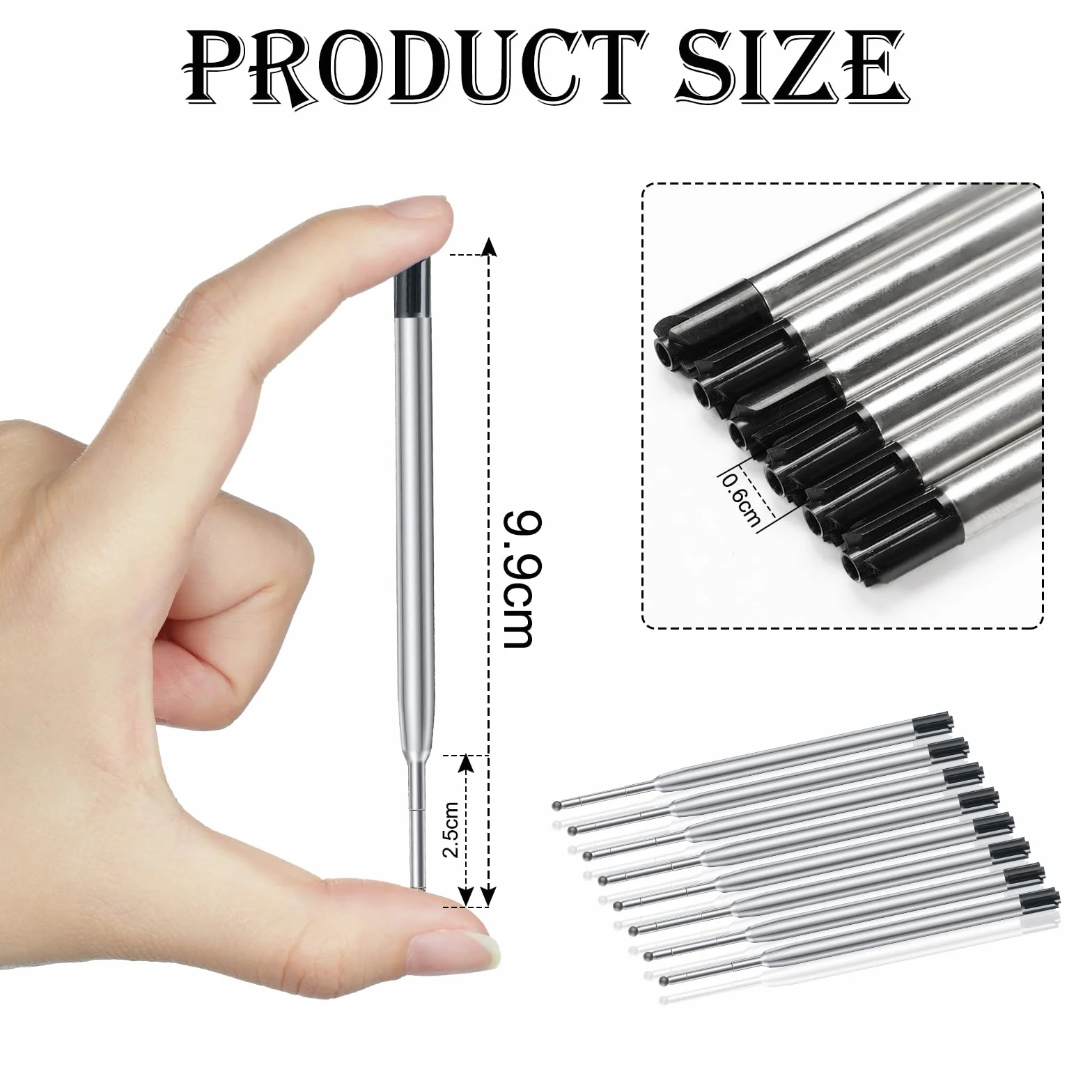 OFFCUP Ricariche per Penna a Sfera 20Pcs, Set Ricariche Inchiostro Compatibili con Montblanc, Nero