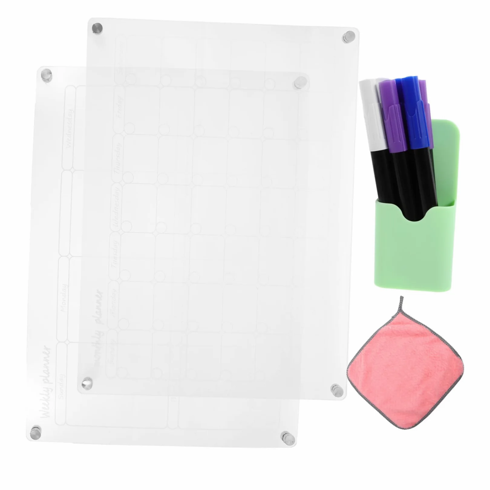 VILLCASE Calendario Magnetico per Frigorifero Cancellabile Secco Lavagna per Scrivere Pianificatore dei Pasti Trasparente Doppia Funzione per Organizzare la Pianificazione Settimanale