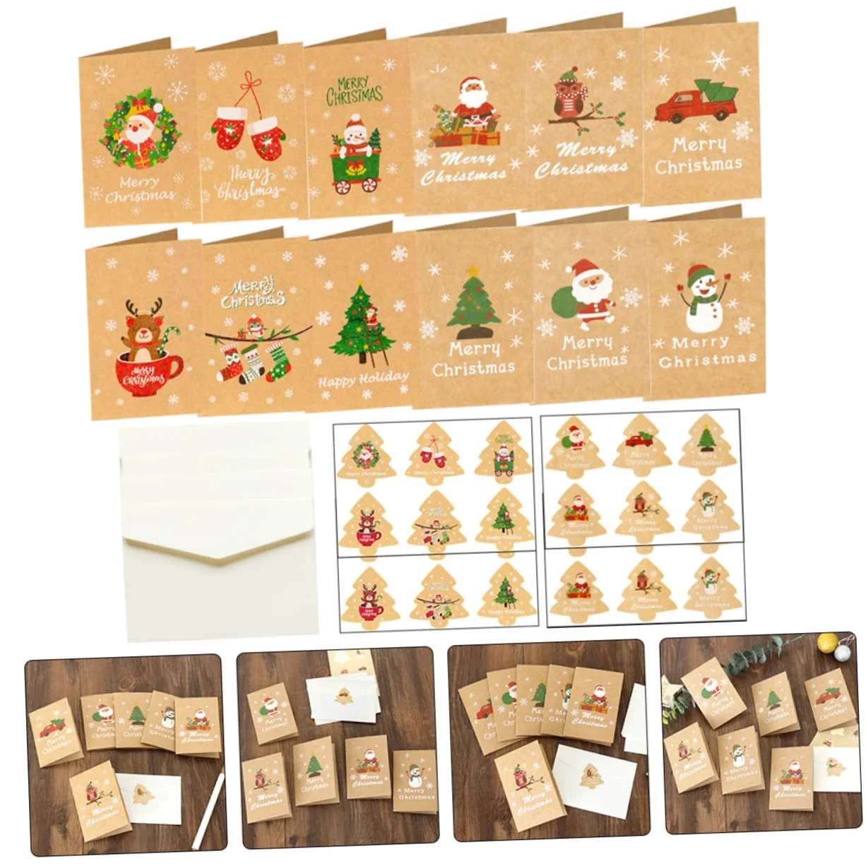 120sets Biglietti Natalizi Decorativi Buste e Adesivi Classici Biglietti Per Design Per e