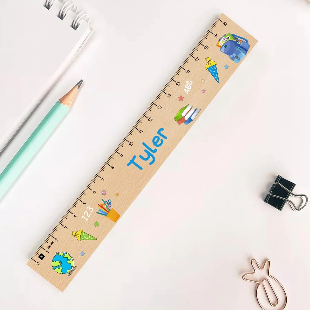 Righello in Legno 20 cm Bambini Giocattolo Regalo Ritorno a Scuola