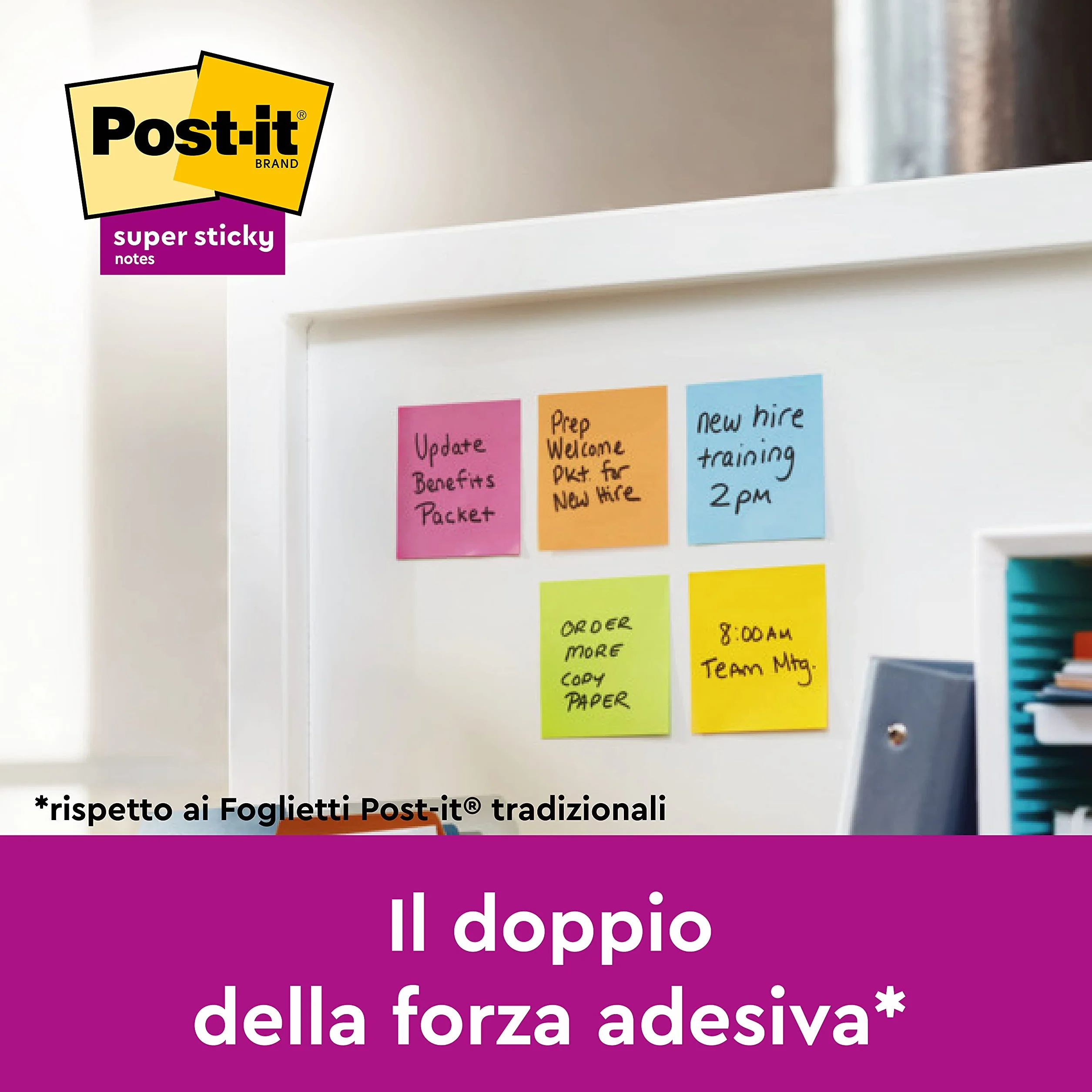 Post-it Super Sticky Carnival Collection 6 Blocchetti 90 Fogli 76x76 mm Foglietti per Appunti Elenchi Promemoria