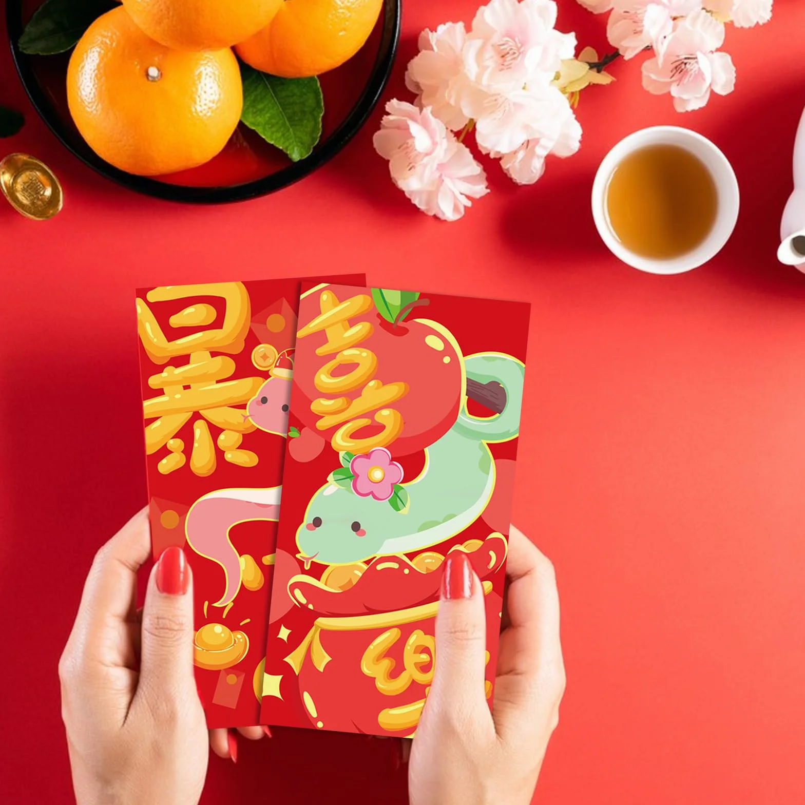 Buste Rosse Cinesi Hong Bao per Capodanno Rosse Dorate in Rilievo Feste Primavera Matrimoni