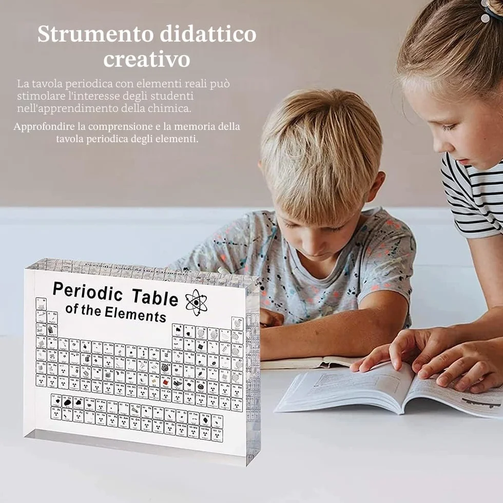 SnyBoo Tavola Periodica Con Elementi Reali - 83 Elementi in Acrilico - Regalo per Studenti e Chimici
