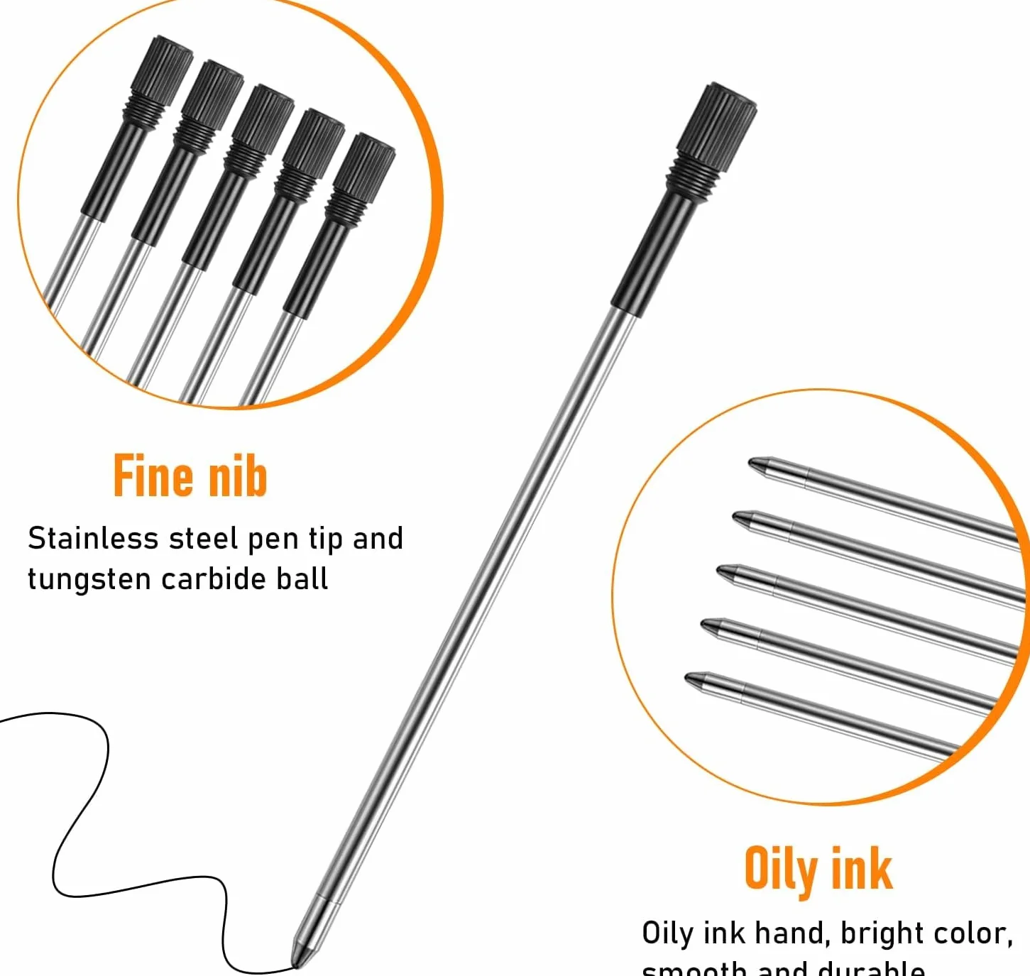 Ricariche per penne a sfera 8,1 cm 5 x INCHIOSTRO NERO