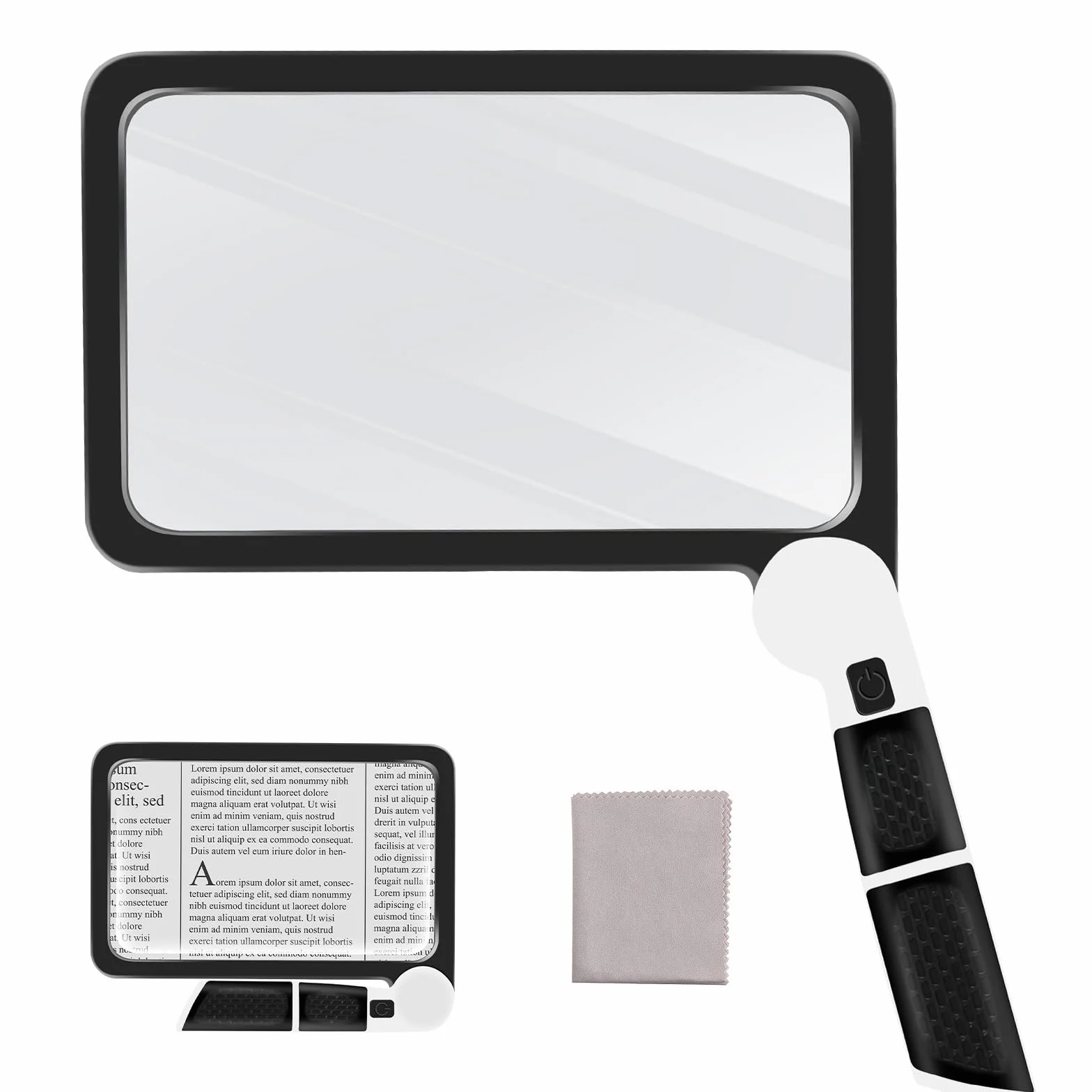 Lente d'ingrandimento 5X con luce, lente d'ingrandimento portatile per lettura, grande lente d'ingrandimento con luce 48 LED e lente antiriflesso, lente d'ingrandimento illuminata per anziani