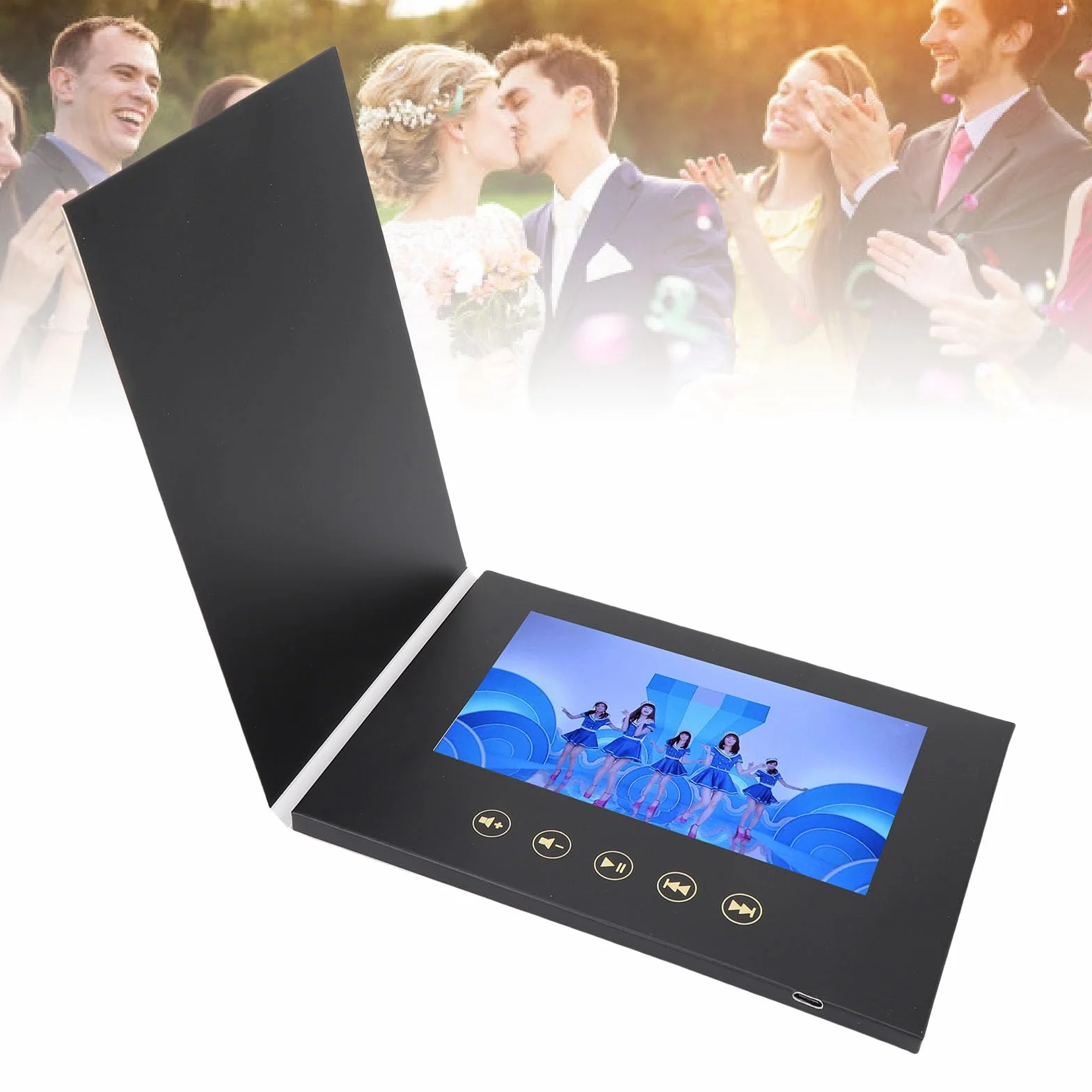Denash Carta di Auguri Video 7" Brochure Digitale HD 128M Type-C Batteria Ricaricabile Marketing