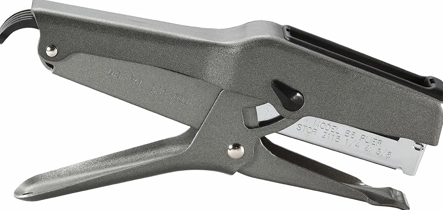Bostitch Pinzatrice B8 per ufficio, resistente, con 1250 punti da 1/4", 45 fogli senza inceppamento, cucitrice industriale in metallo a striscia intera, capacità 210, per cartone, carta, tessuto