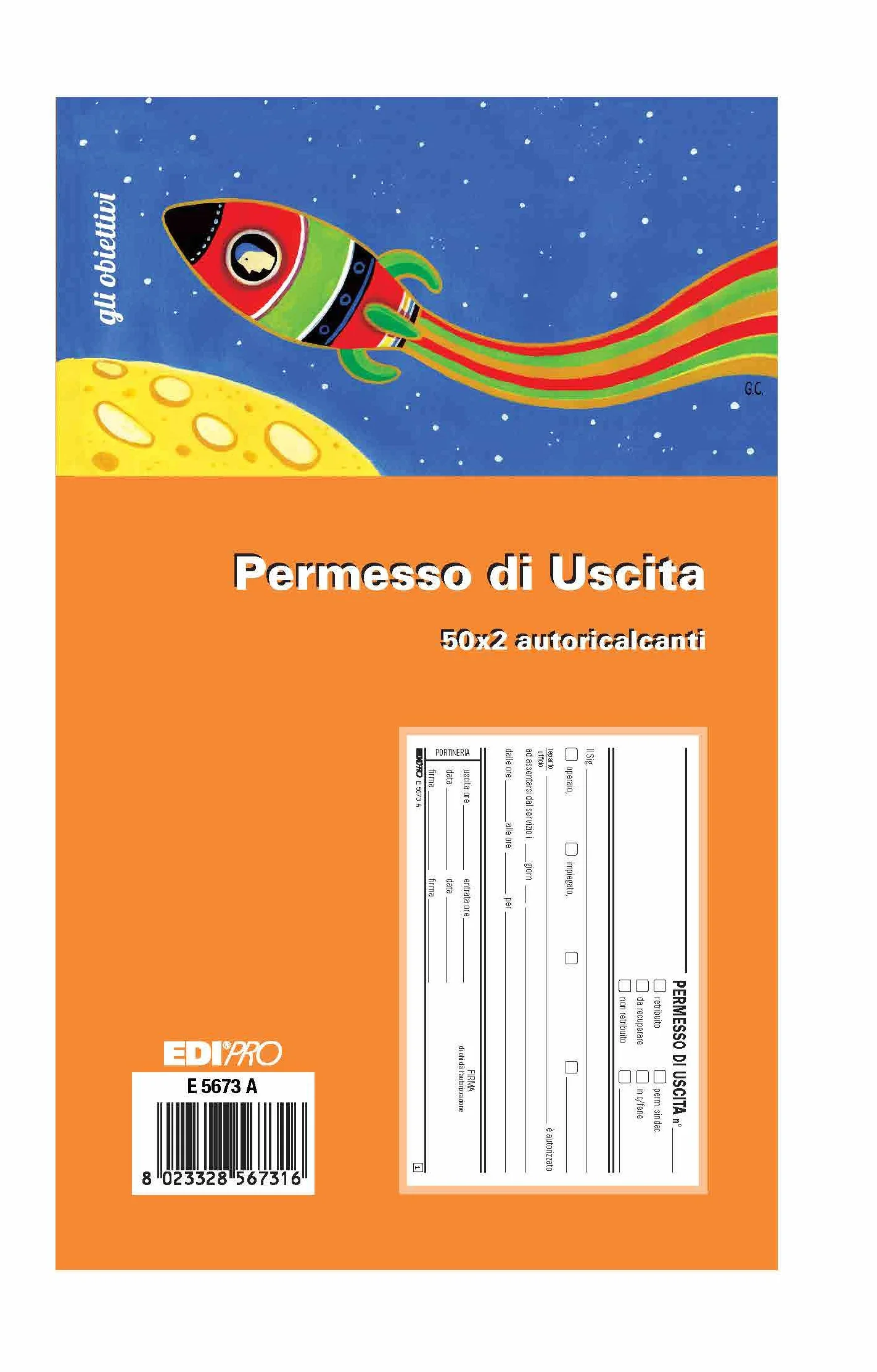 Blocco permesso uscita 50x2 autoricalcante 9,9x17 EDIPRO E5673A