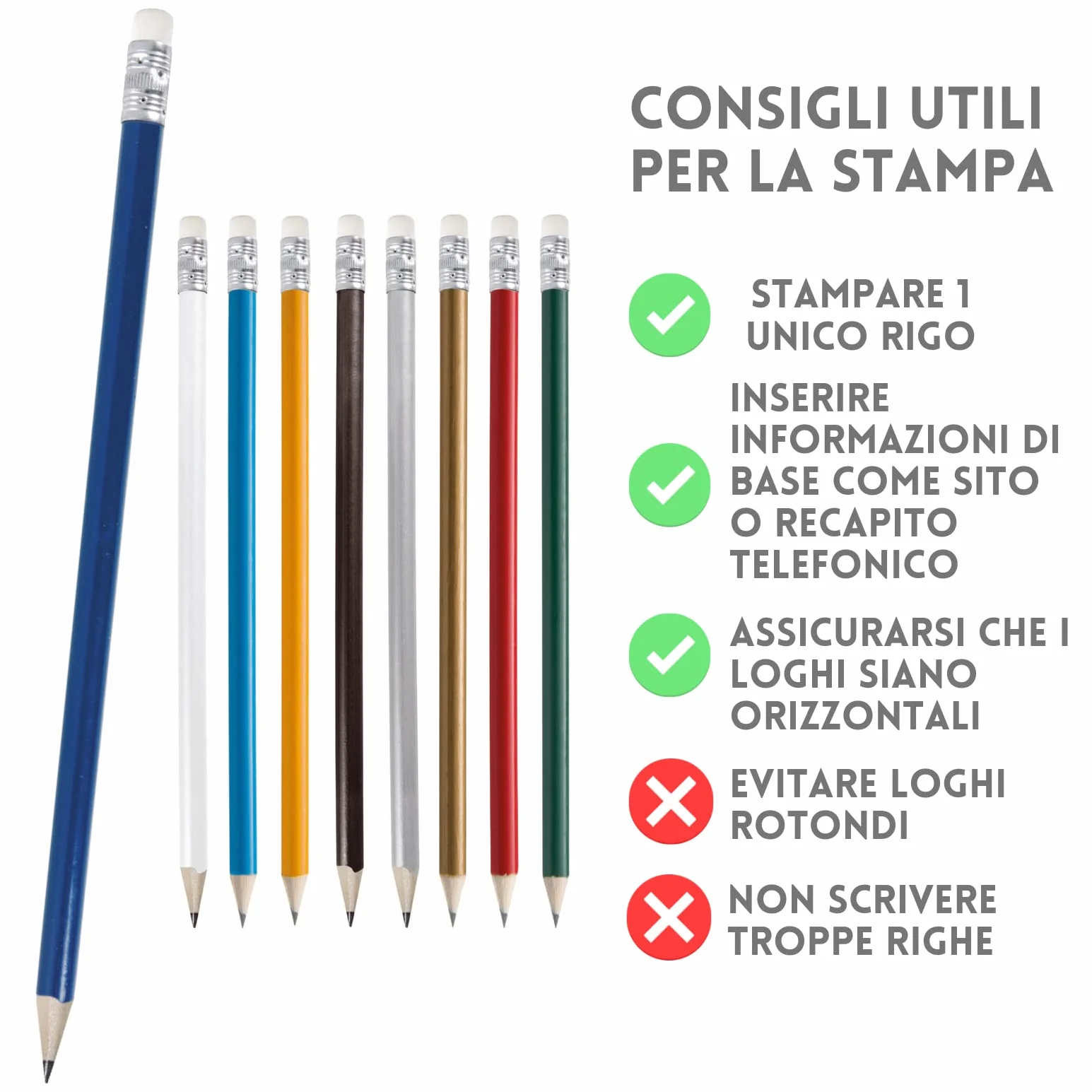 Matite Personalizzate in stock da 100 pezzi con il tuo Logo o Messaggio per Eventi Matrimoni Fiere Laurea Regali Aziendali (100)