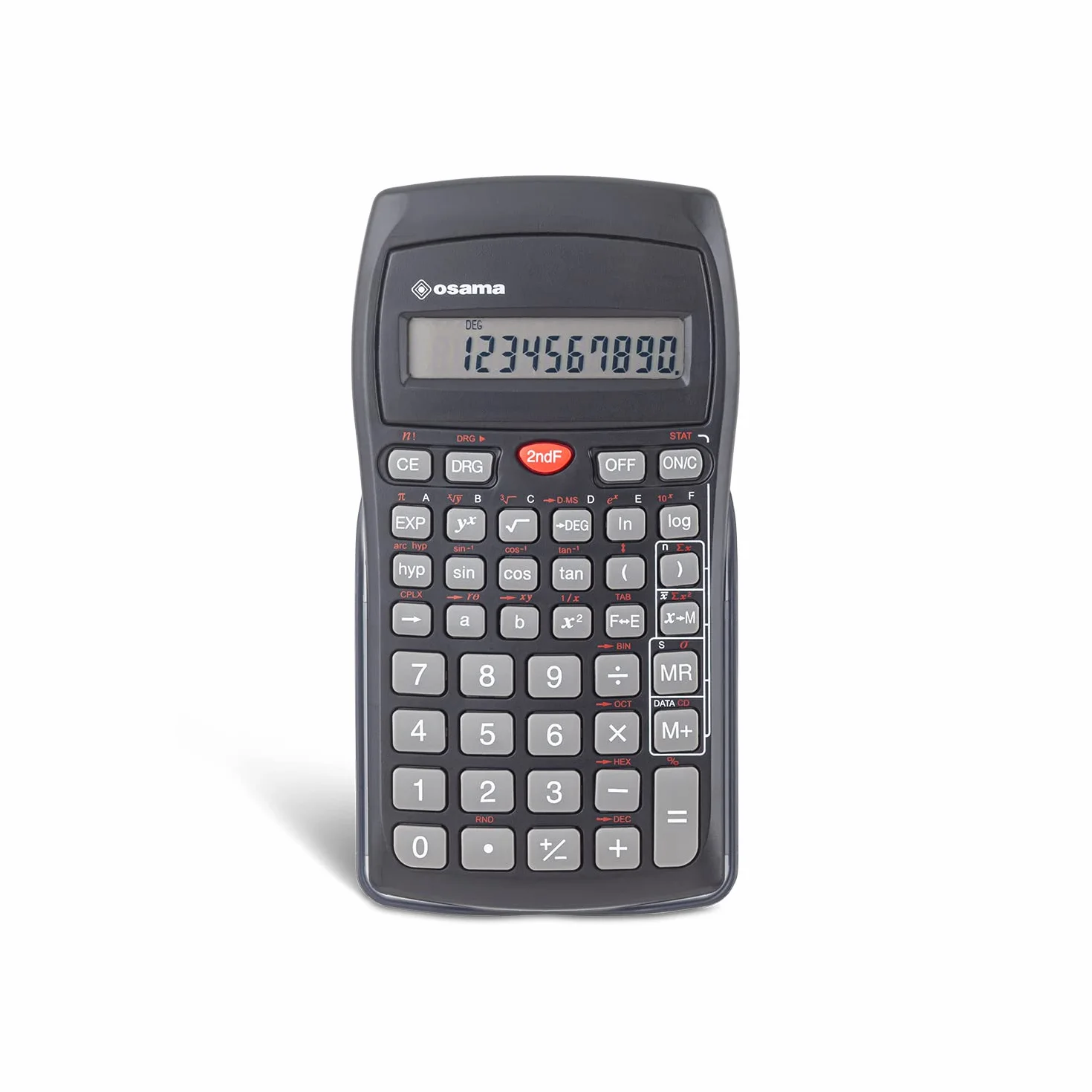OSAMA Calcolatrice Scientifica 56 Funzioni 10+2 Cifre Custodia Rigida Nero 9,6x2x16,3cm