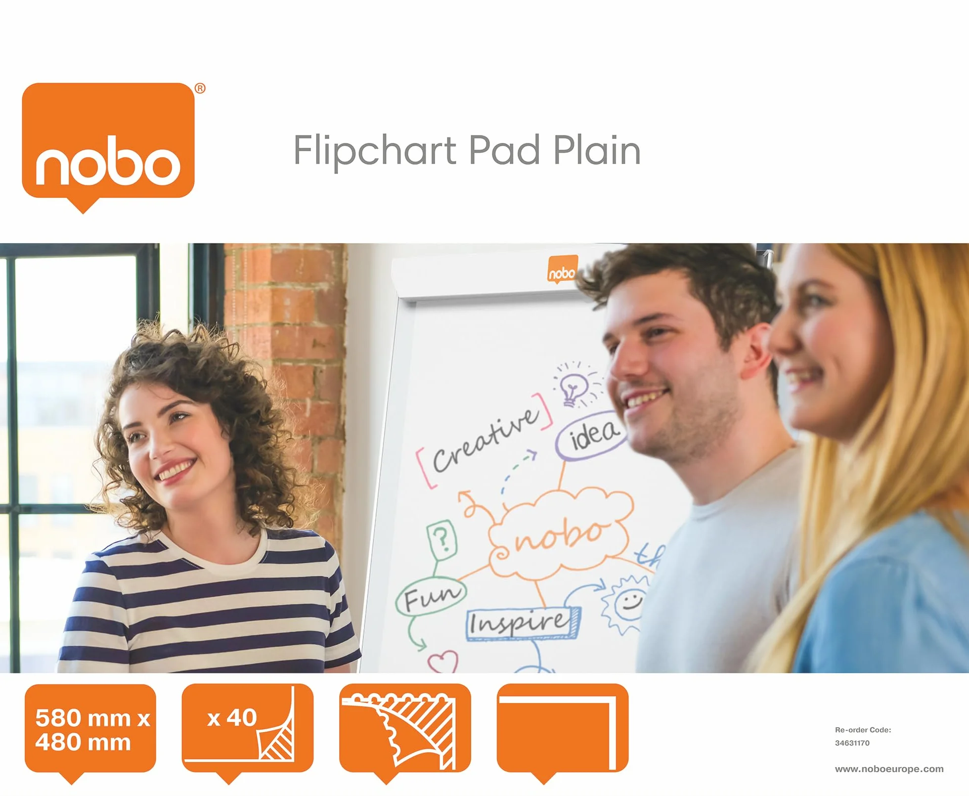 NOBO Blocco 40 fogli bianco