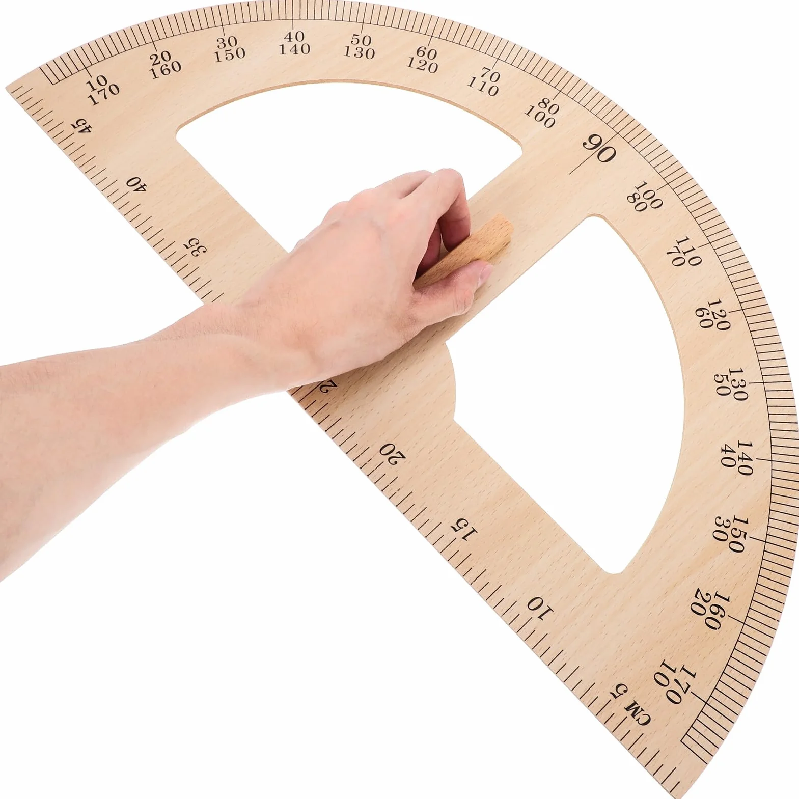 Ipetboom Righello Didattico in Legno per Insegnanti Goniometro Grande per Geometria Strumento di Misura per Aula Righello di Apprendimento per Lezioni Matematiche