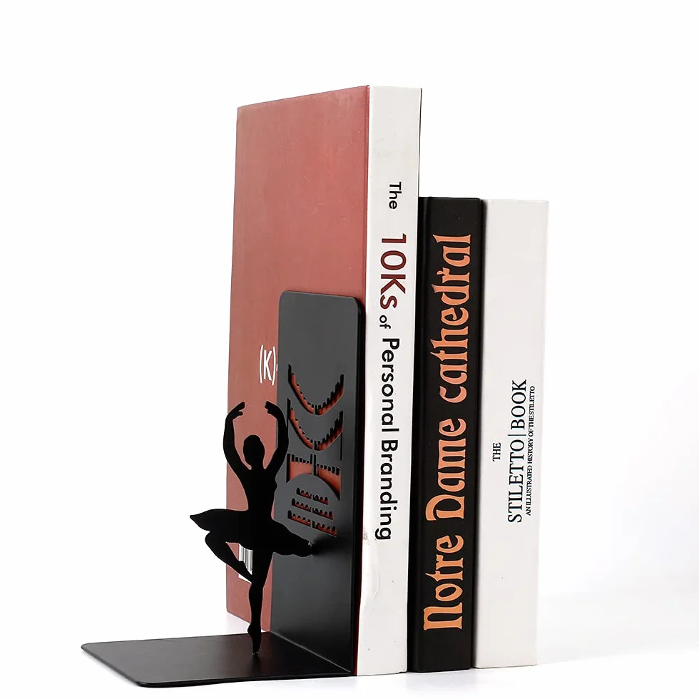 I-TOTAL Supporto per Libri Simpatico in Metallo, Fermalibri Reggilibri per Scaffale Tavolo Idea Regalo (BALLERINA)