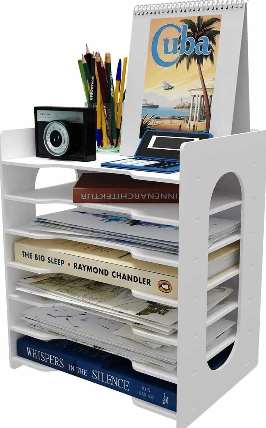 PUNCIA PUNCA Organizer Ufficio Scrivania 7 Livelli in PVC Porta Documenti da Scrivania Raccoglitori Documenti a Cassetto Organizzatore Porta Fogli A4 Portadocumenti Cassetti per Ufficio Casa e Scuola