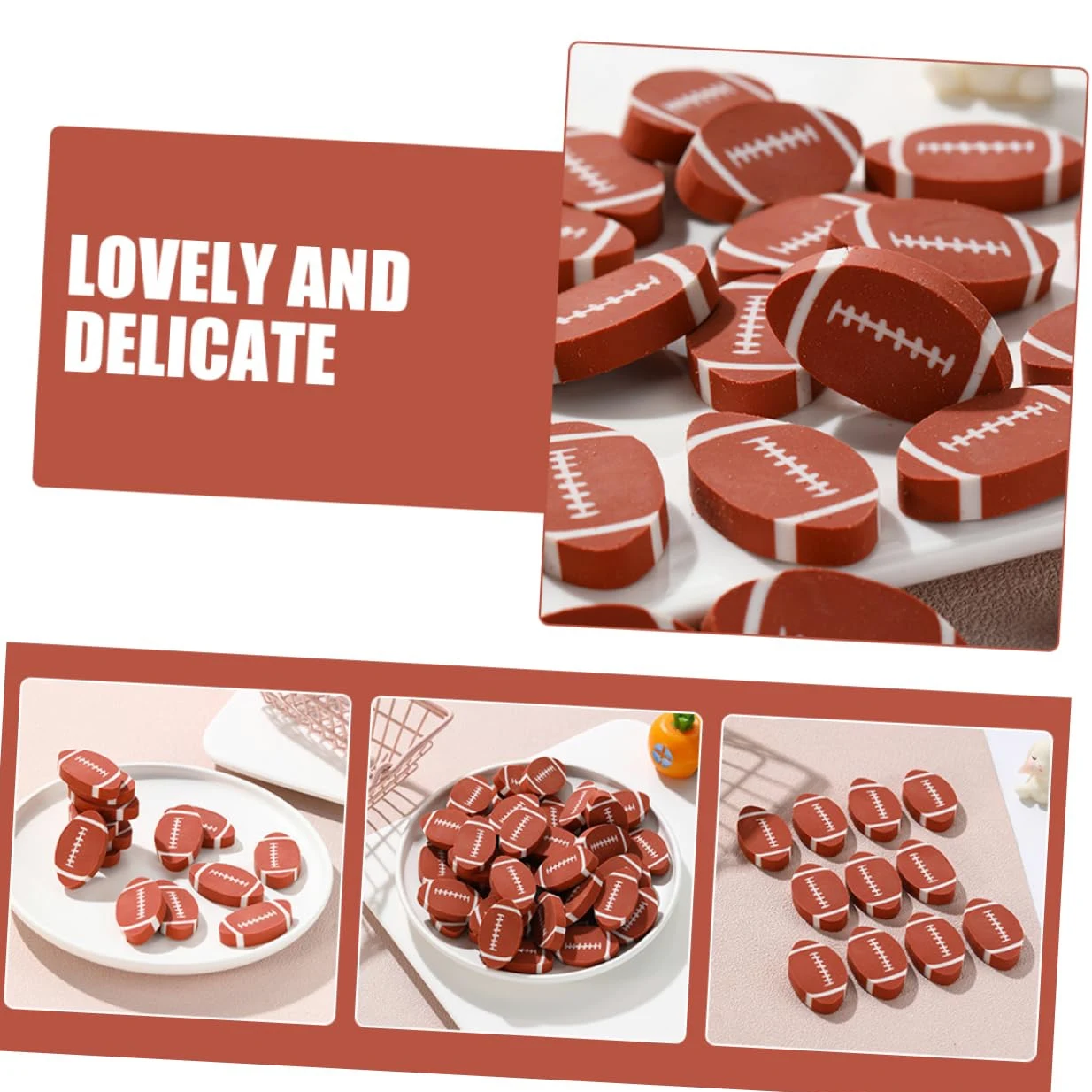 Gomme da Cancellare Rugby Cartone 100 Pezzi Tpr per Scolari | Festa Scuola Decor, Holiday Stationery, Drawing Art Eraser, Student Eraser, Drafting Supply