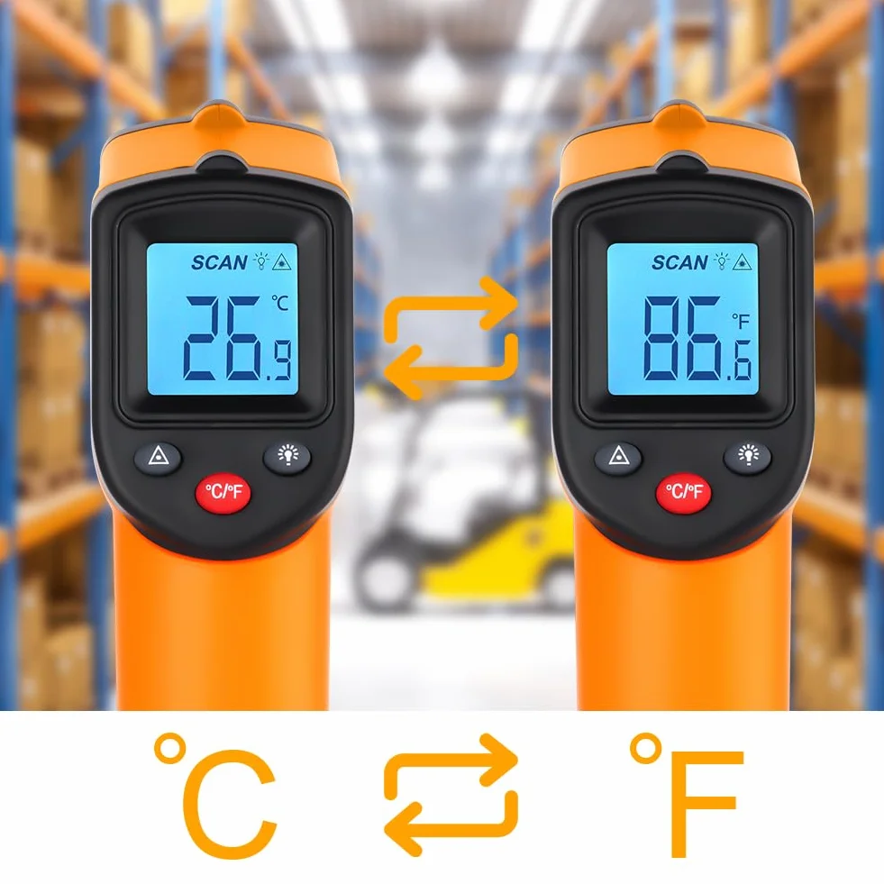 Termometro a Infrarossi -50°C ~ 550°C Pistola Termica Digitale Laser Senza Contatto Display LCD