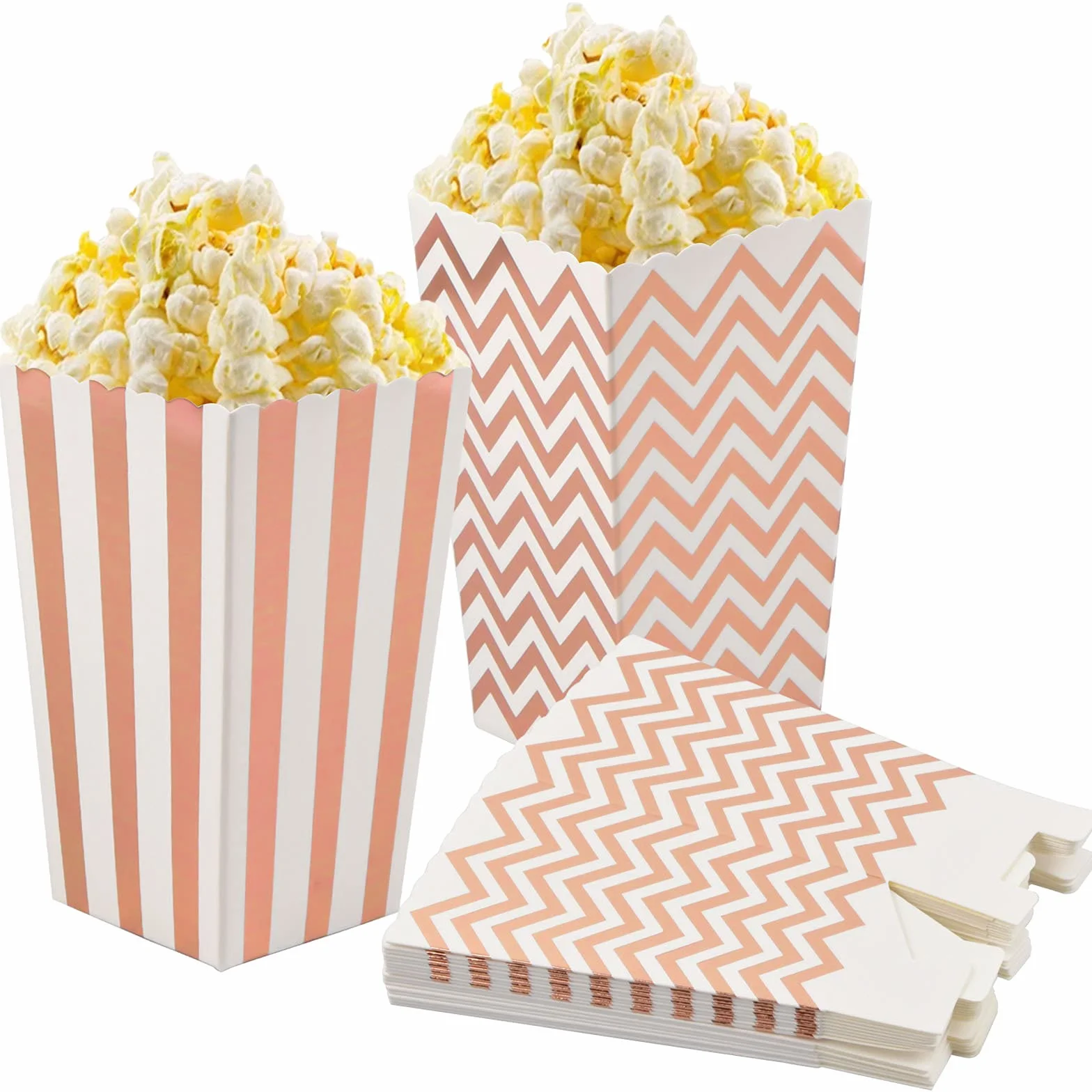 Dokeno 20 Pezzi Scatole per Popcorn Rosa, Contenitori Pop Corn Carta Riutilizzabili per Festa