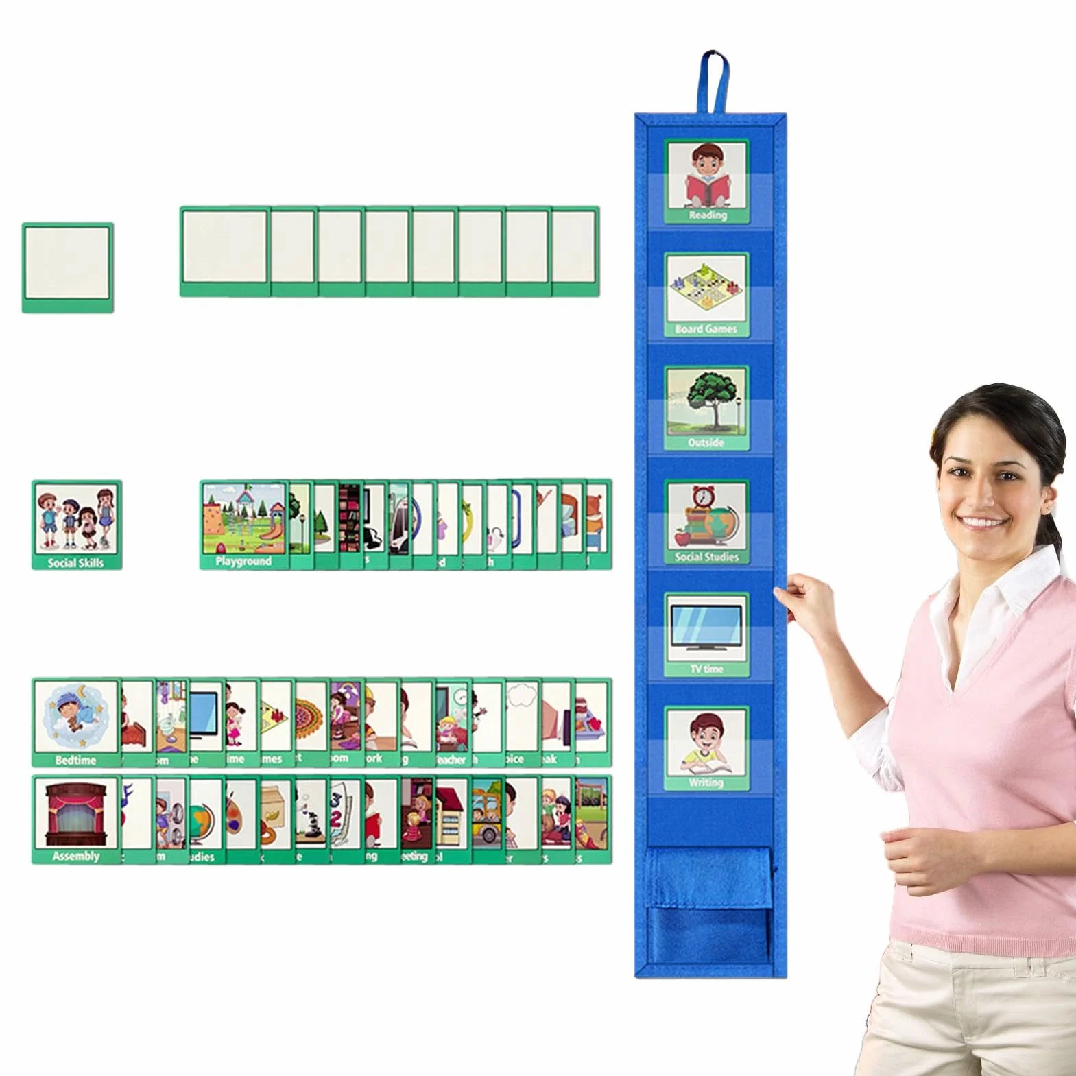 Programma Visivo per Bambini Tabella della Routine Quotidiana Calendario con 45 Carte di Attività