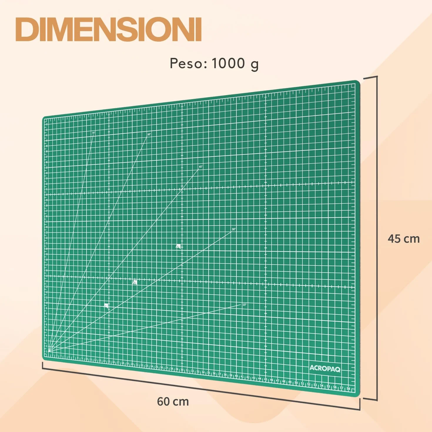 ACROPAQ A2 Tappetino da taglio auto-riparante 60 x 45 cm 5 strati protezione mobili