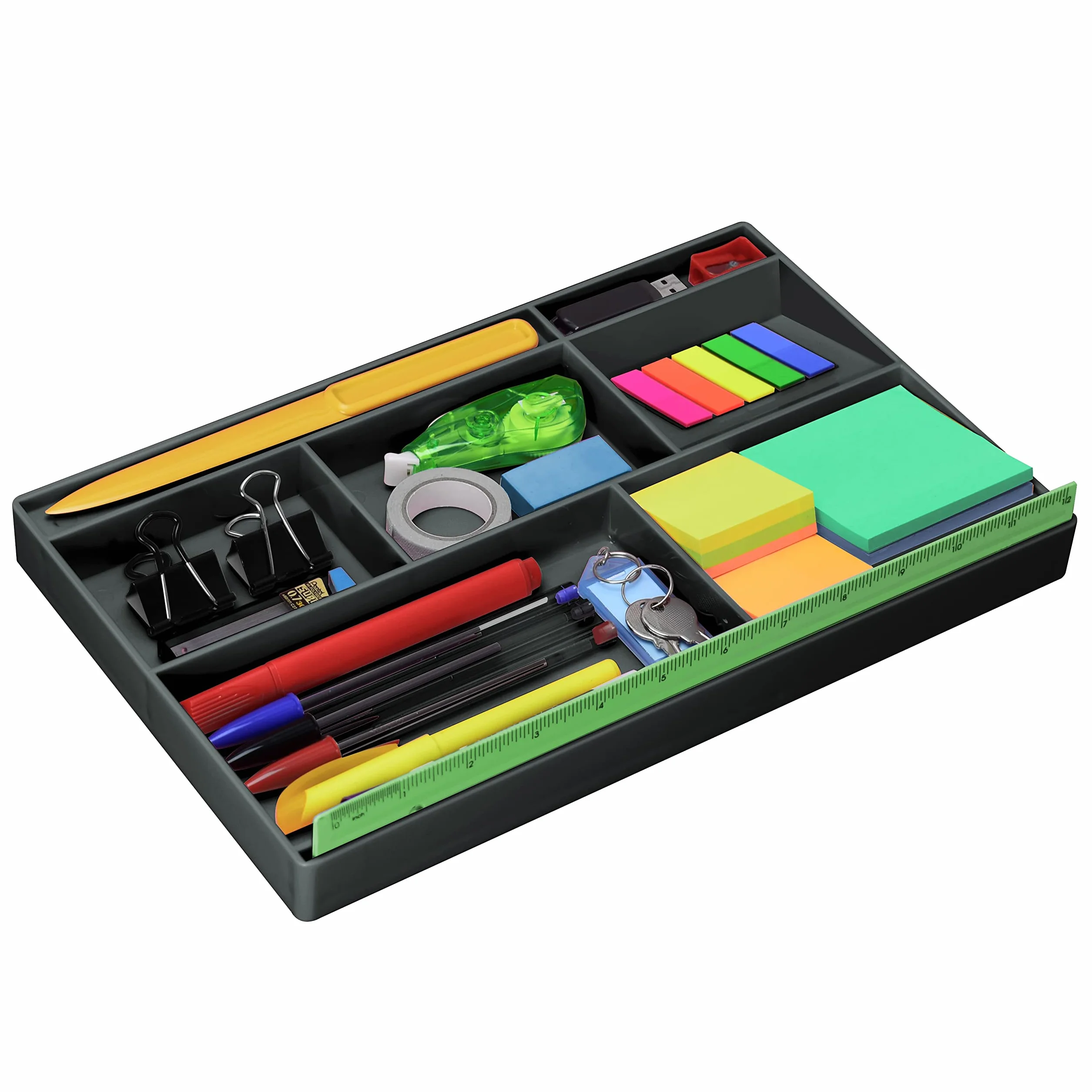 Acrimet Vassoio Organizzatore 8 Scomparti Plastica 32,4x20,3x2,7 cm Nero
