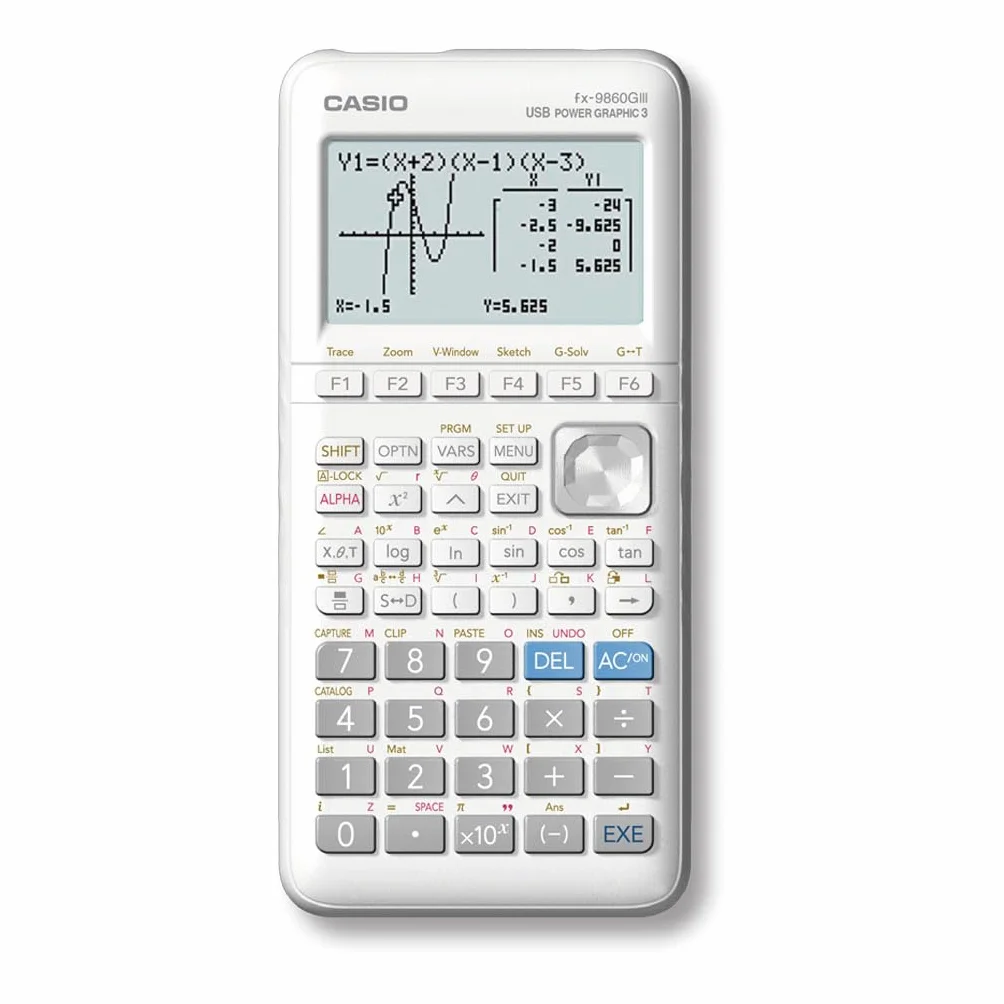 Casio FX-9860GIII - Calcolatrice grafica monocromatica senza CAS, Bianca