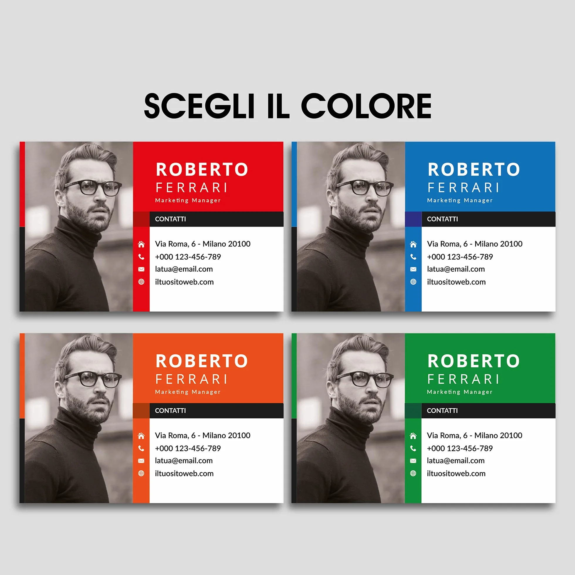 Biglietti da visita personalizzati 5,5 x 8,5 cm su cartoncino 350 gr 4 colori