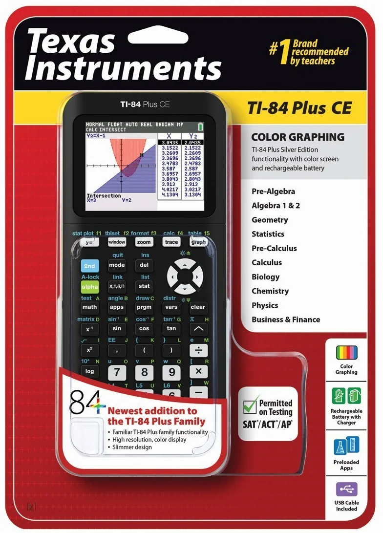 Texas Instruments TI-84 Plus - Calcolatrice grafica CE, colore nero
