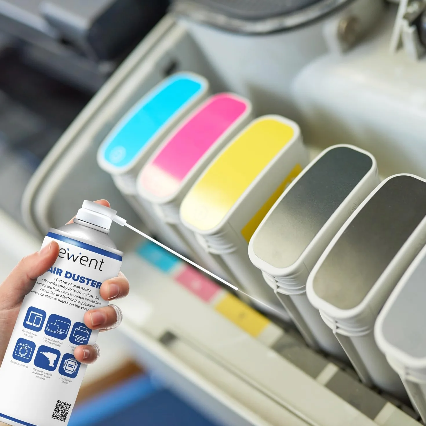 Ewent Spray aria compressa 400 ml con cannuccia lunga per pulizia tastiere computer