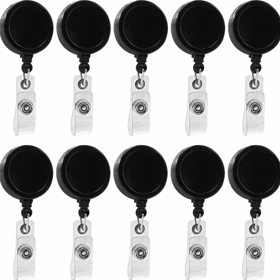 Premium Badges, confezione da 50 porta badge retrattili con clip a coccodrillo girevole, confezione da 6
